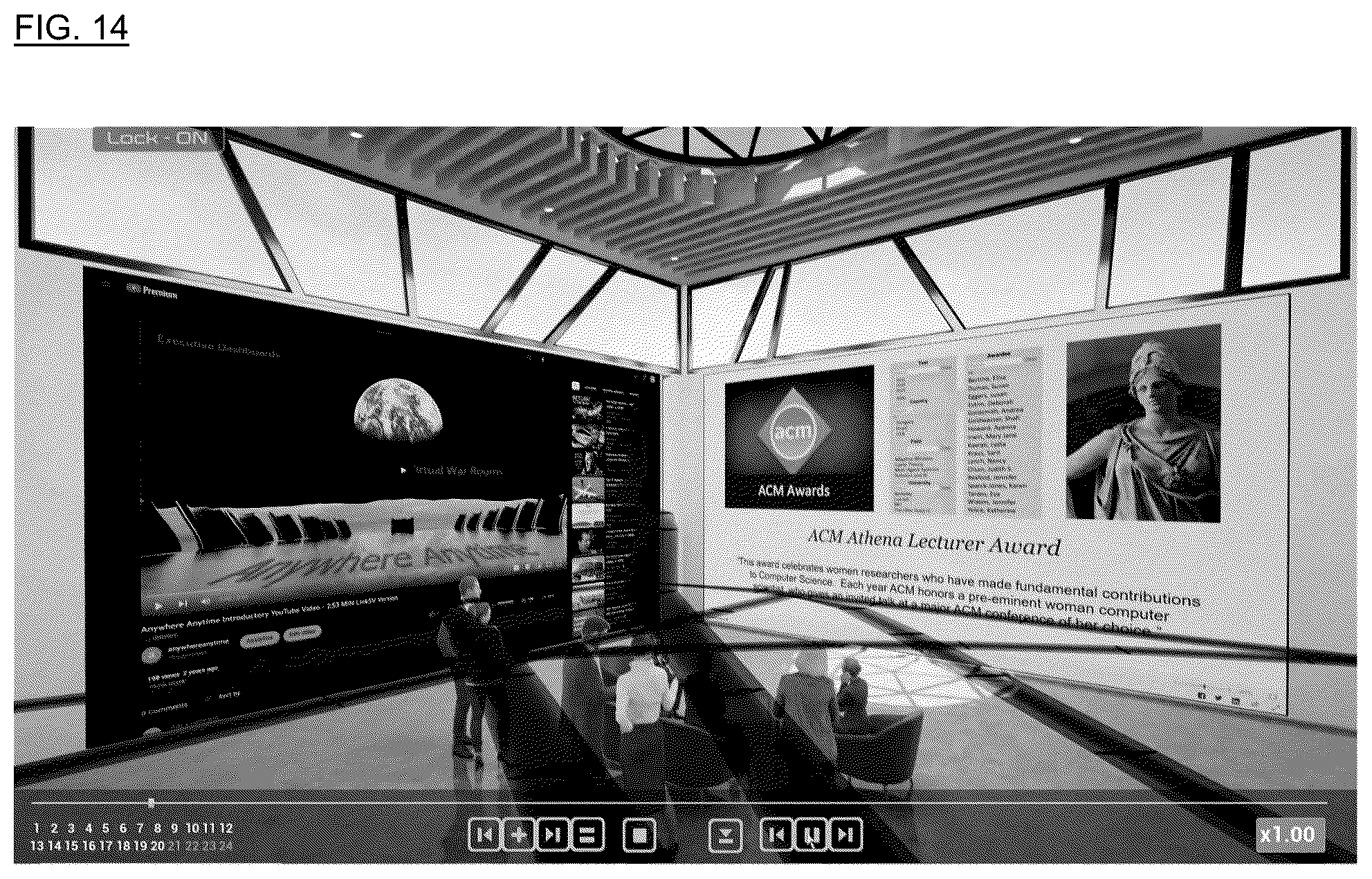 Patent US12165263 Figure 14 – Web browser derived content including real-time visualizations in a three-dimensional gaming environment
