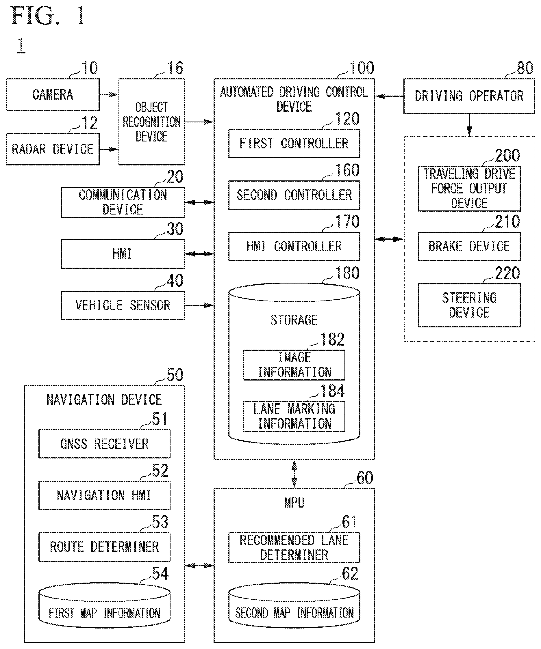 Patent US12165422 Figure 1 – Mobile object control device, mobile object control method, and storage medium