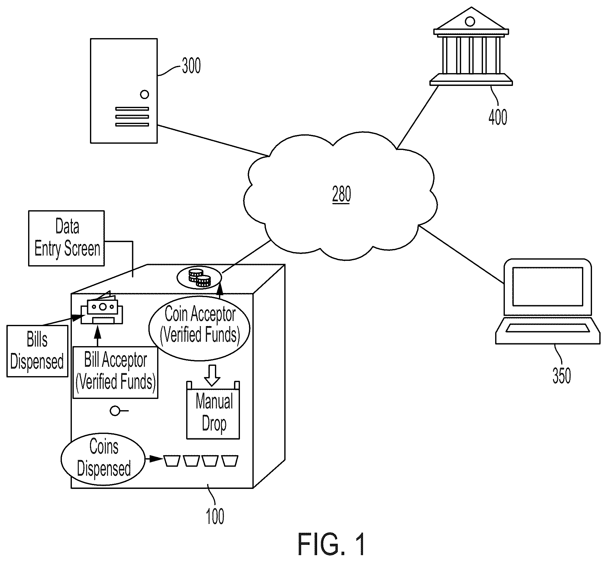 Patent US12165457 — Systems and methods for cash-till optimization — Figure 1