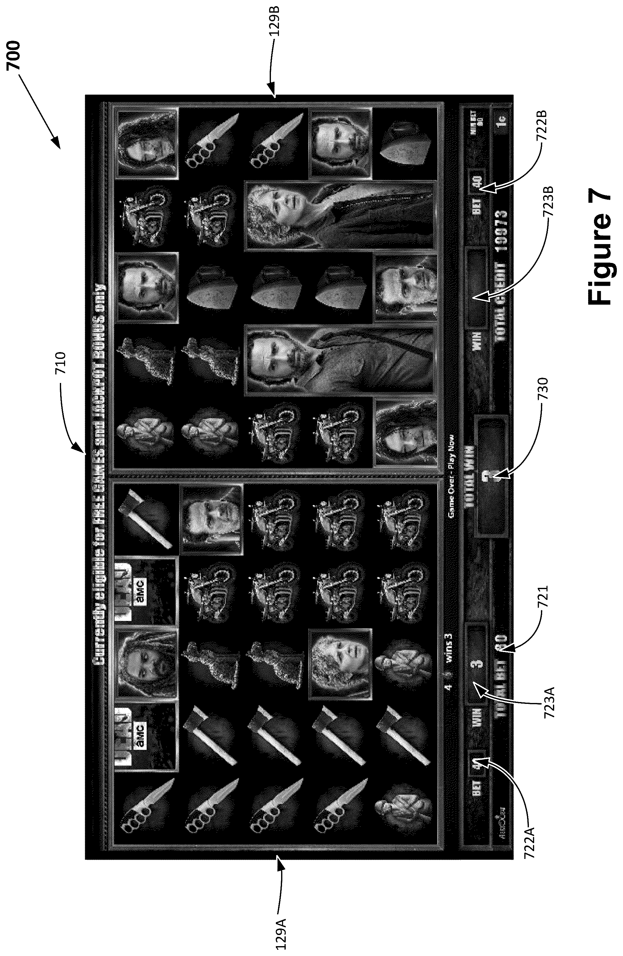 Patent US12165464 Figure 10 – Gaming device with a user interface incorporating a feature indicator