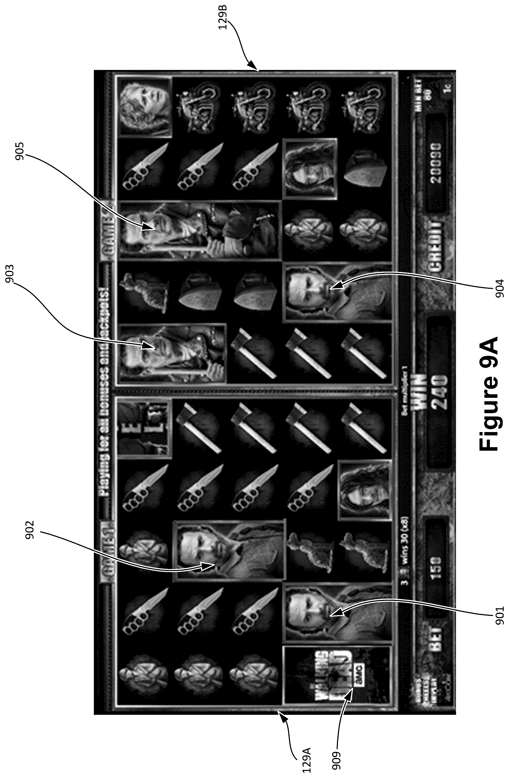 Patent US12165464 Figure 12 – Gaming device with a user interface incorporating a feature indicator