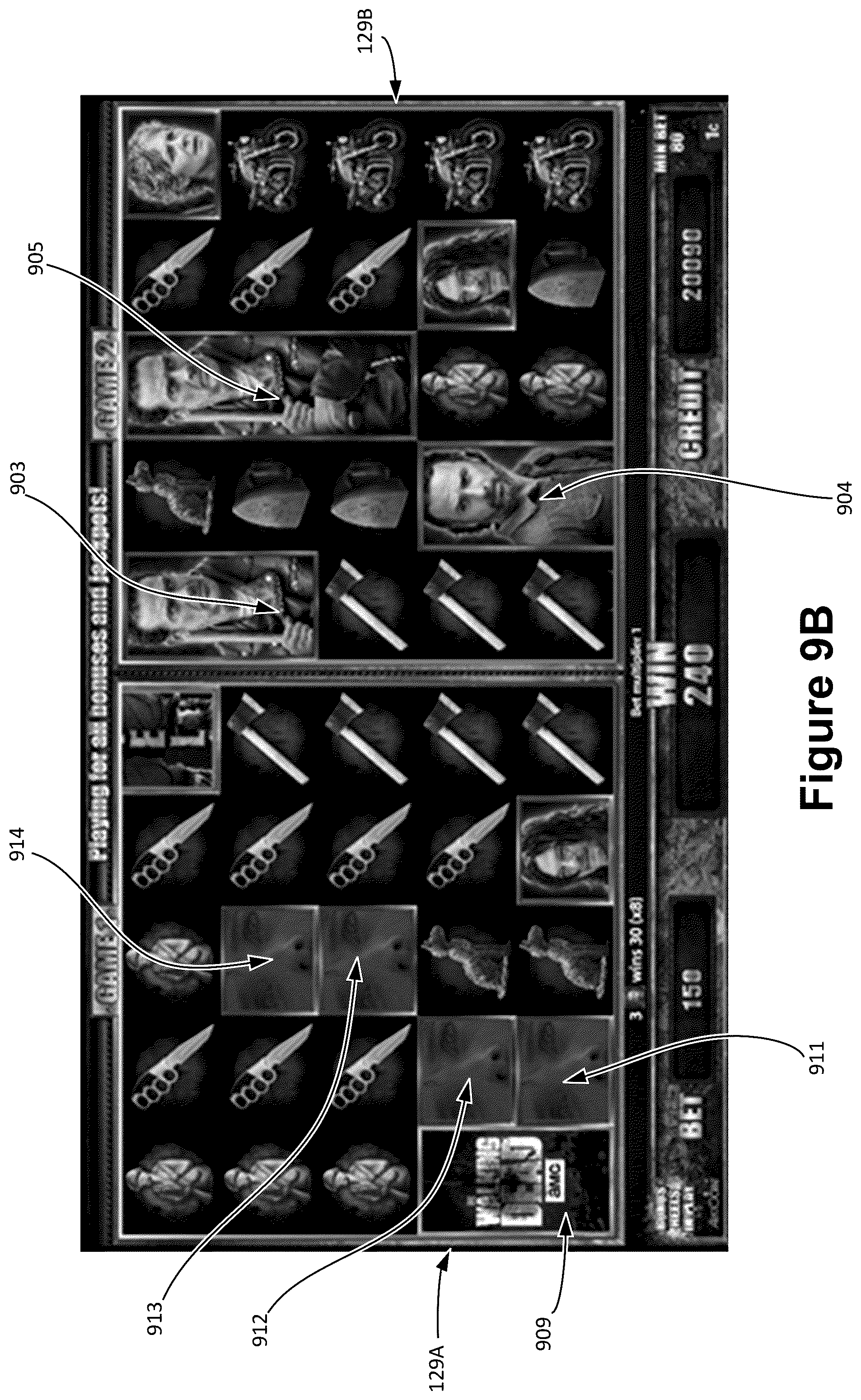 Patent US12165464 Figure 13 – Gaming device with a user interface incorporating a feature indicator