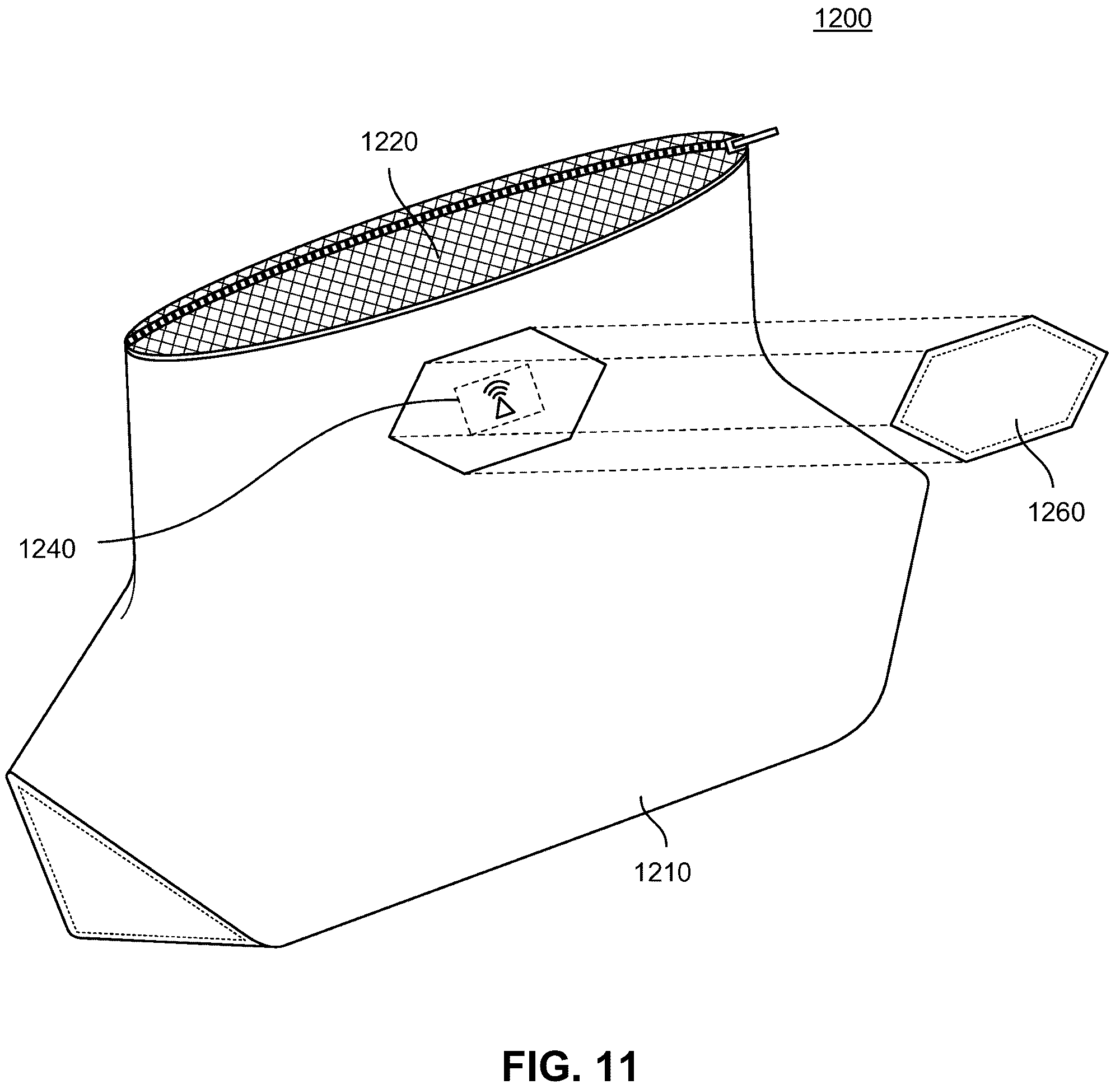 Patent US12165487 Figure 9 – Fabric with embedded information beacon