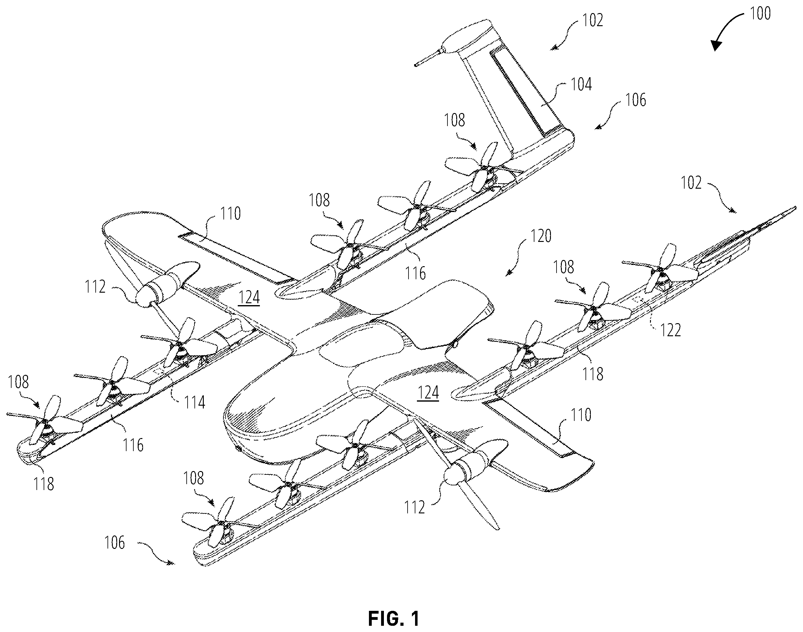 Patent US12165532 — Autonomous control techniques for avoiding collisions with cooperative aircraft — Figure 1