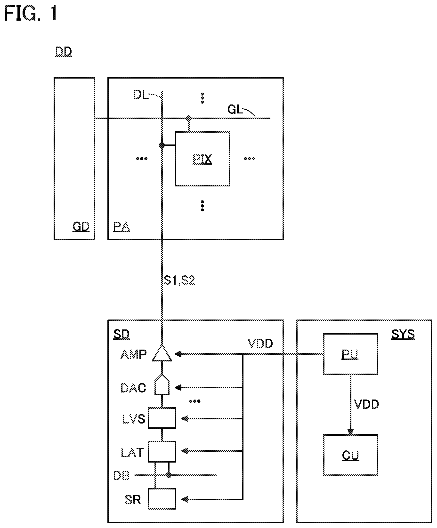 Patent US12165575 Figure 1 – Display device