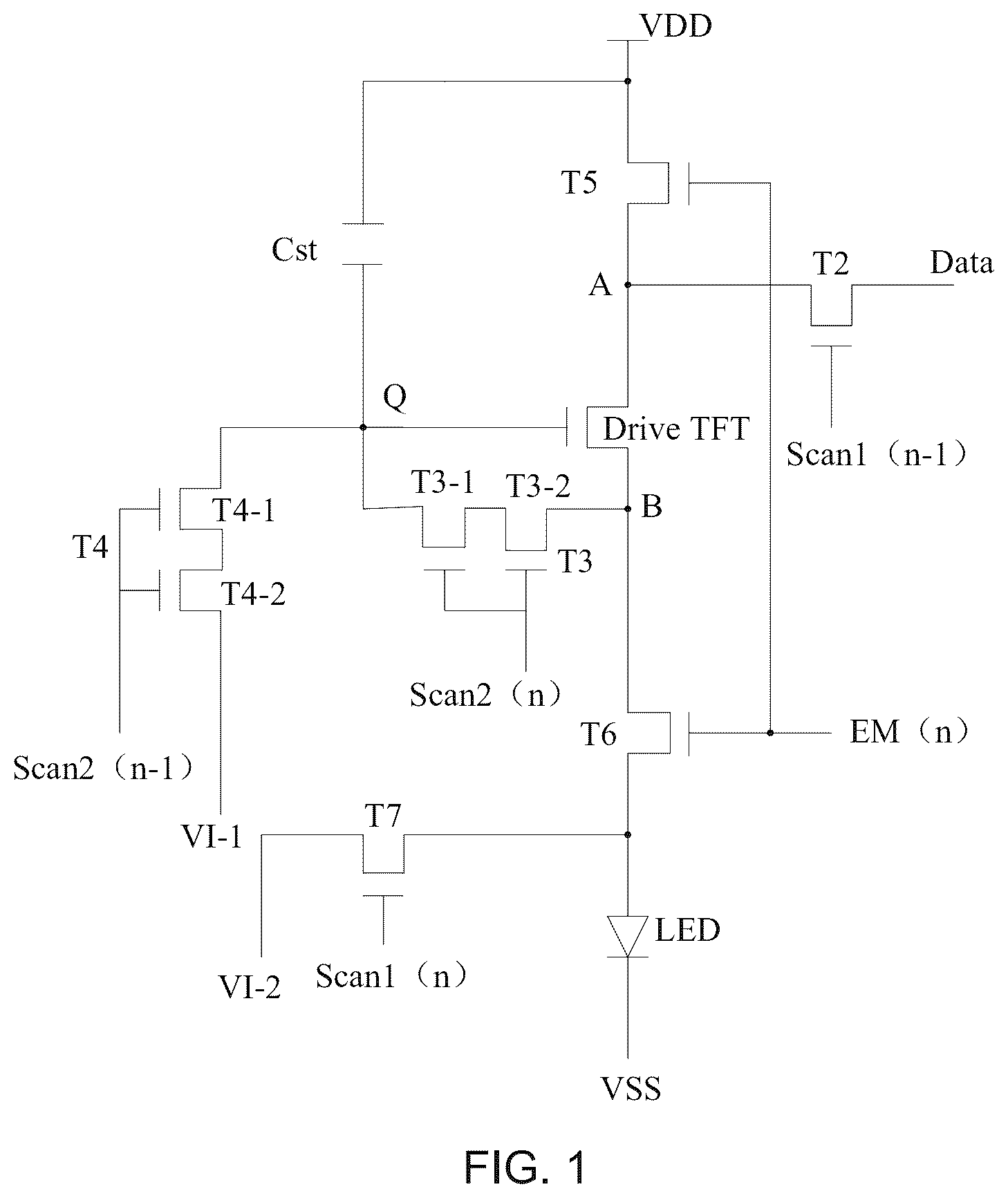 Patent US12165582 Figure 1 – Display panel for reducing flickering display