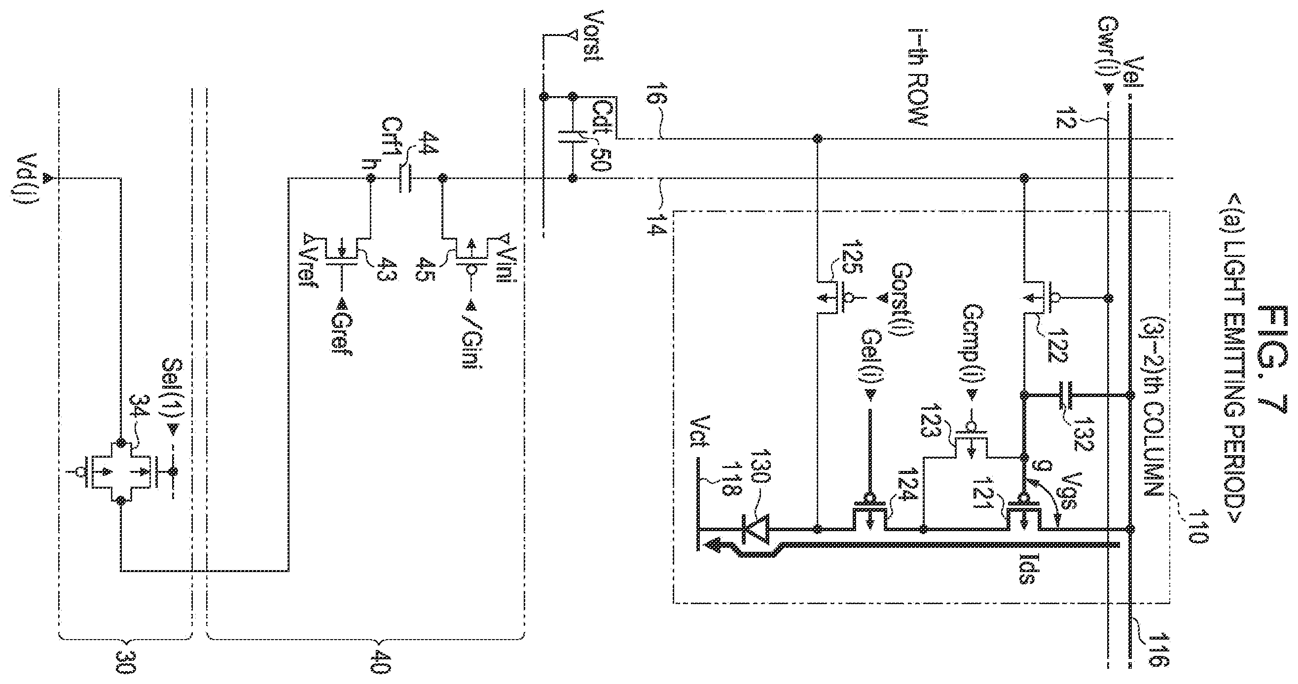 Patent US12165602 Figure 7 – Electro-optical device having a storage capacitor formed by a data line and a potential line