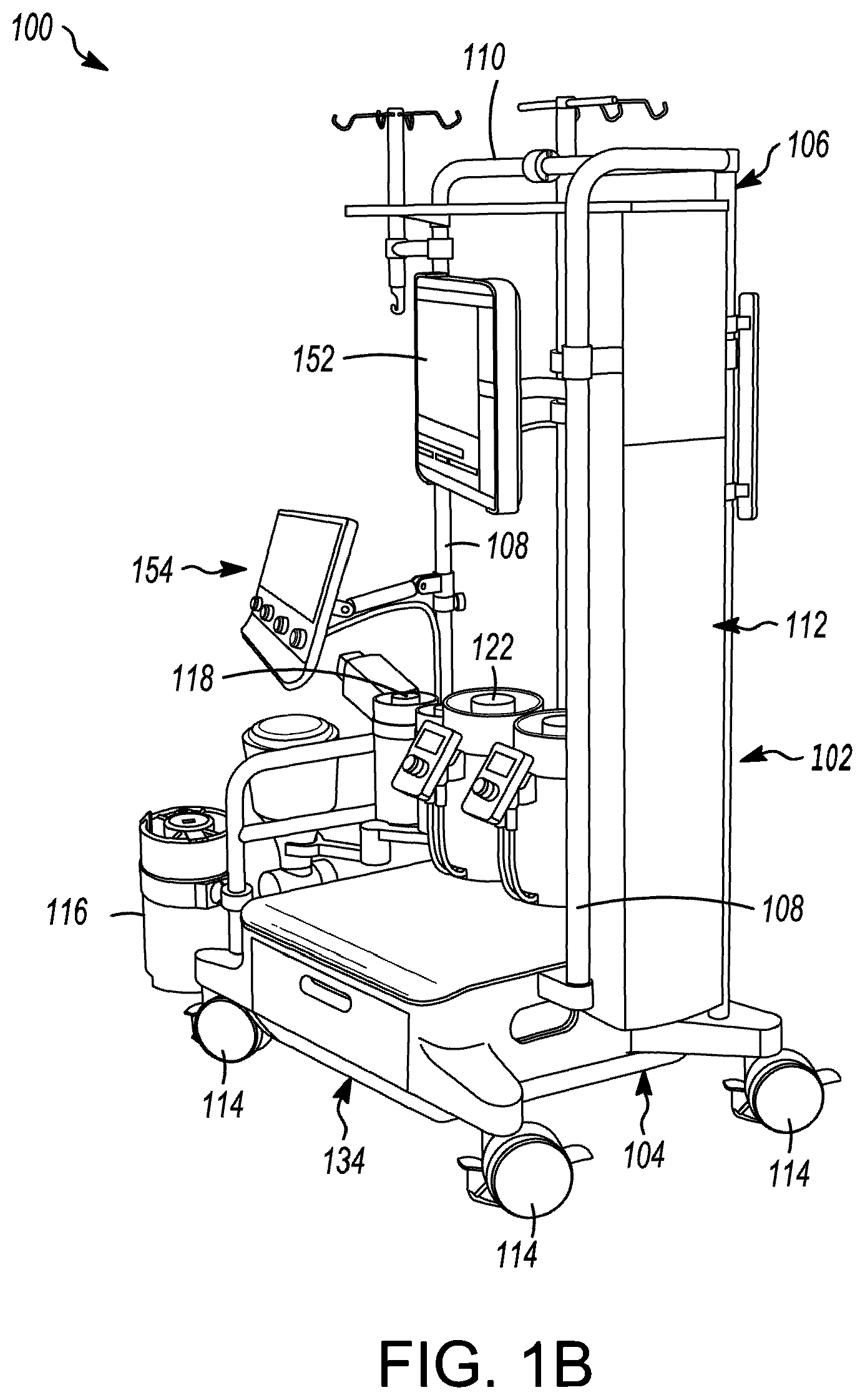 Patent US12165617 Figure 2 – Heart lung machine having control assembly with space-saving display features