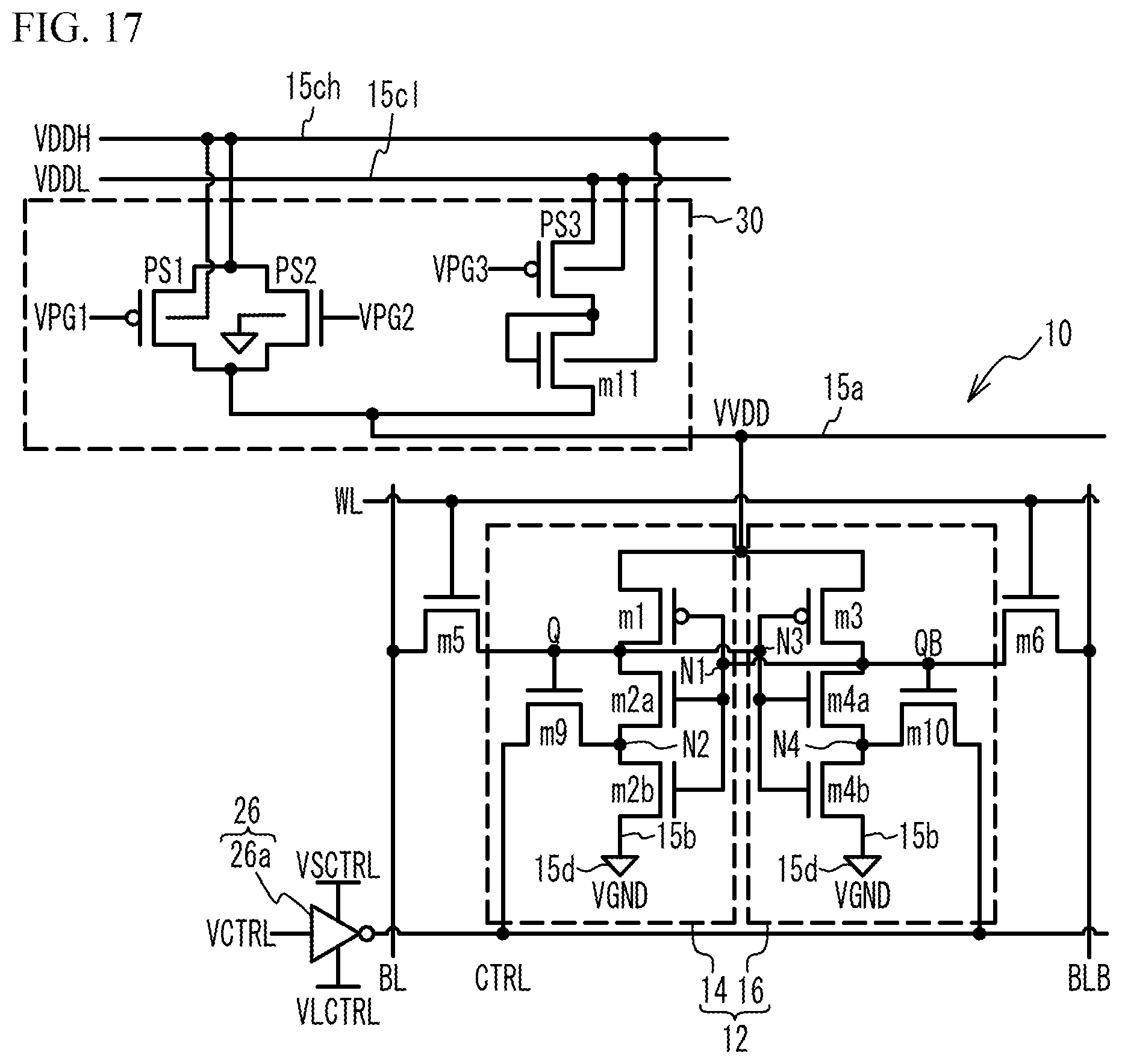 Patent US12165697 Figure 18 – Electronic bistable circuit with third voltage to retain memory data