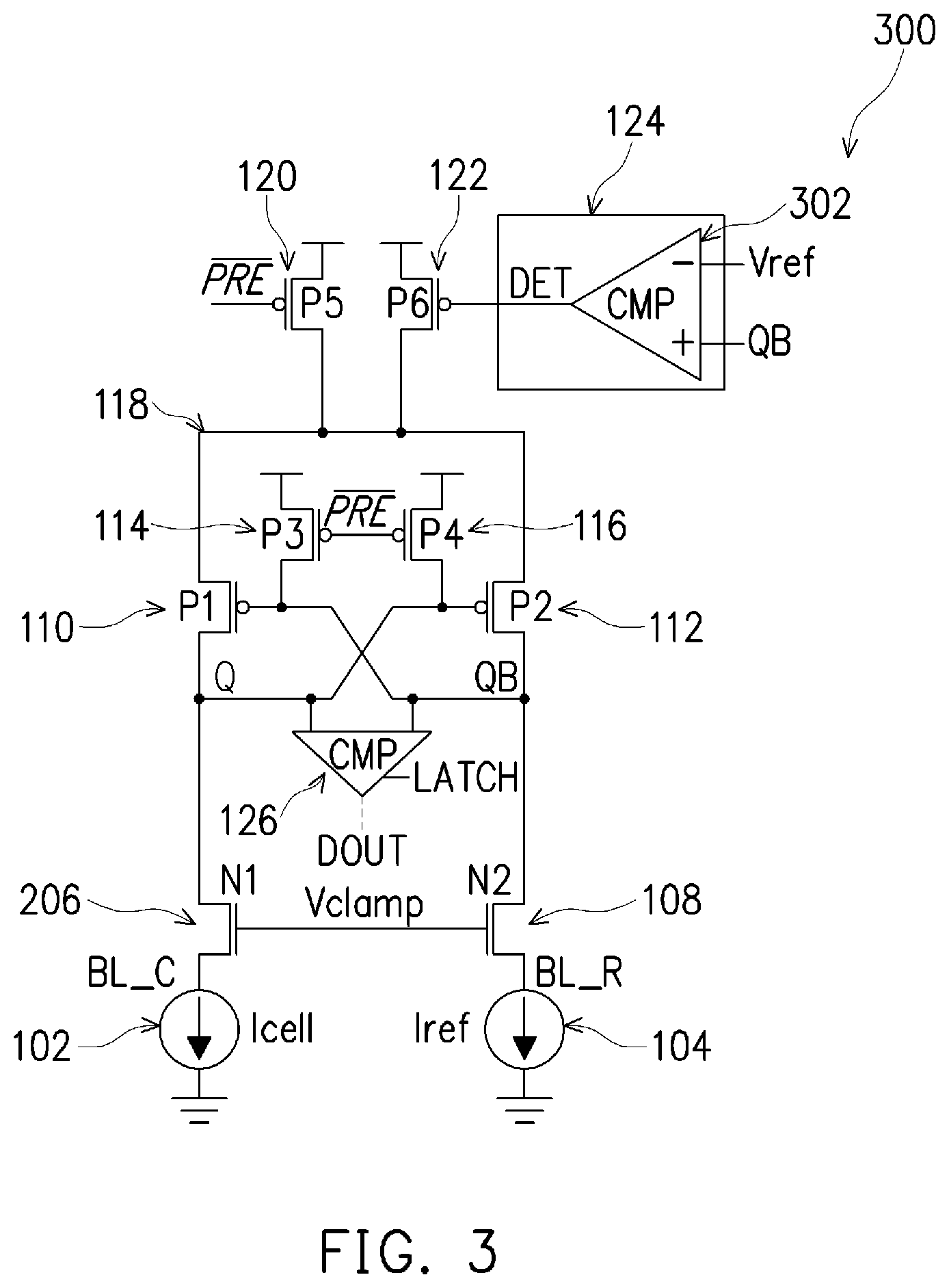 Patent US12165732 Figure 3 – Sense amplifier