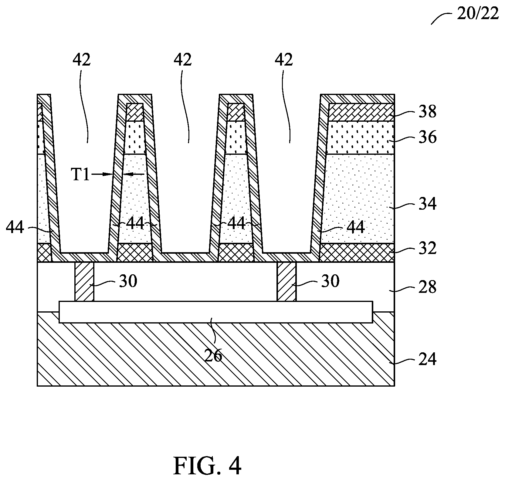 Patent US12165914 Figure 4 – Air spacer surrounding conductive features and method forming same