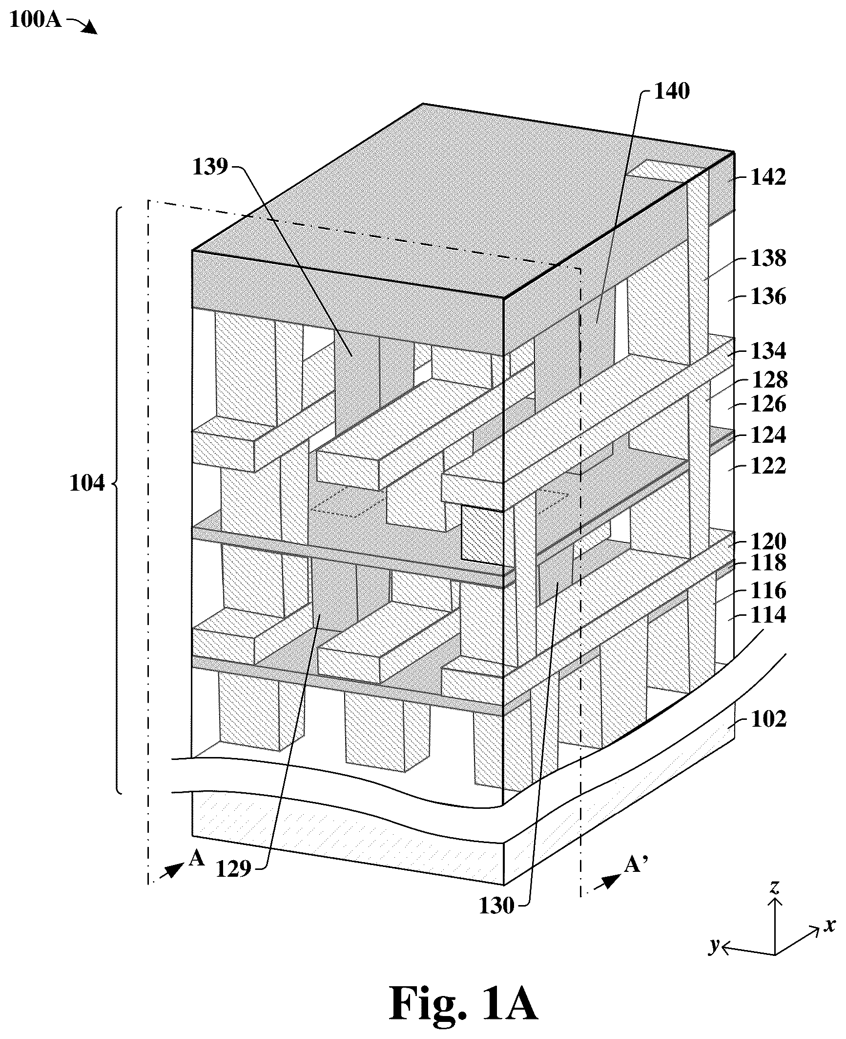 Patent US12165945 Figure 1 – Thermal interconnect structure for thermal management of electrical interconnect structure