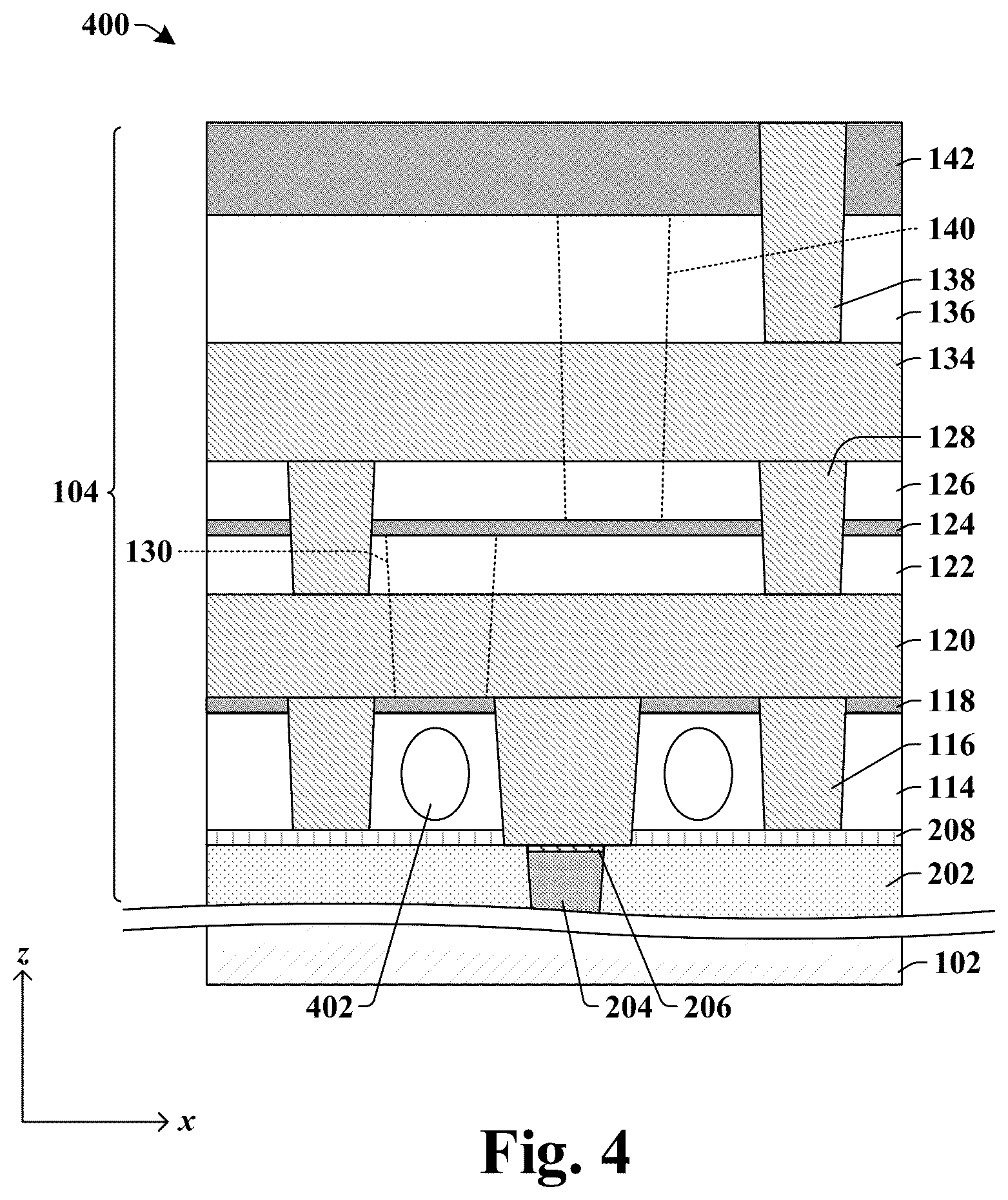 Patent US12165945 Figure 5 – Thermal interconnect structure for thermal management of electrical interconnect structure