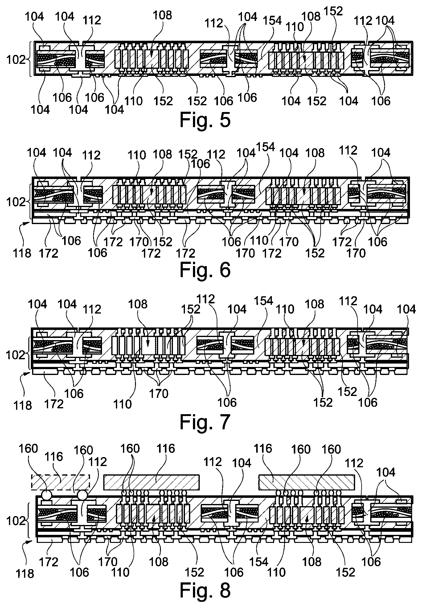 Patent US12165964 Figure 2 – Component carrier with embedded interposer laterally between electrically conductive structures of stack and method for manufacturing the component carrier
