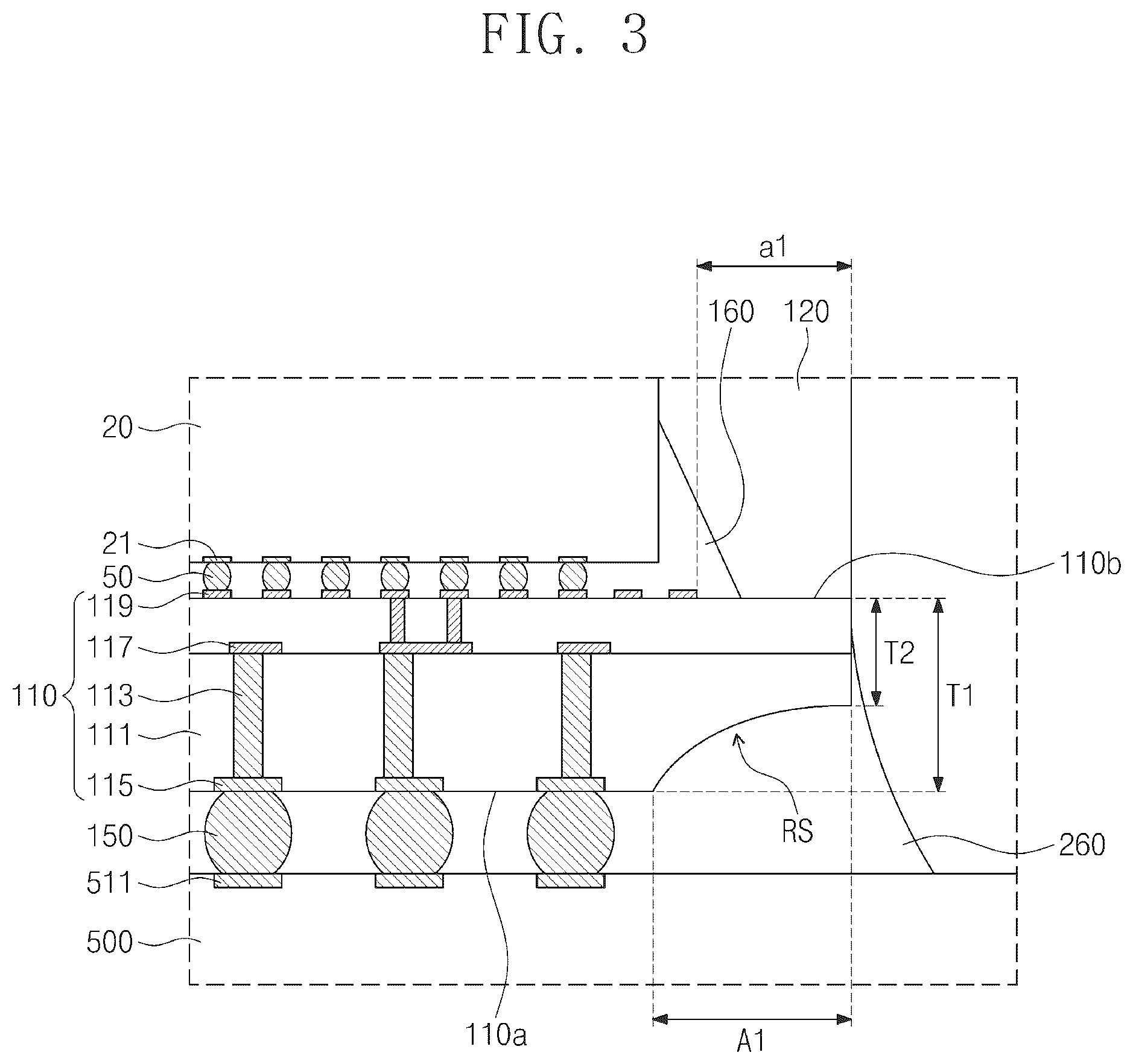 Patent US12165991 Figure 3 – Semiconductor package