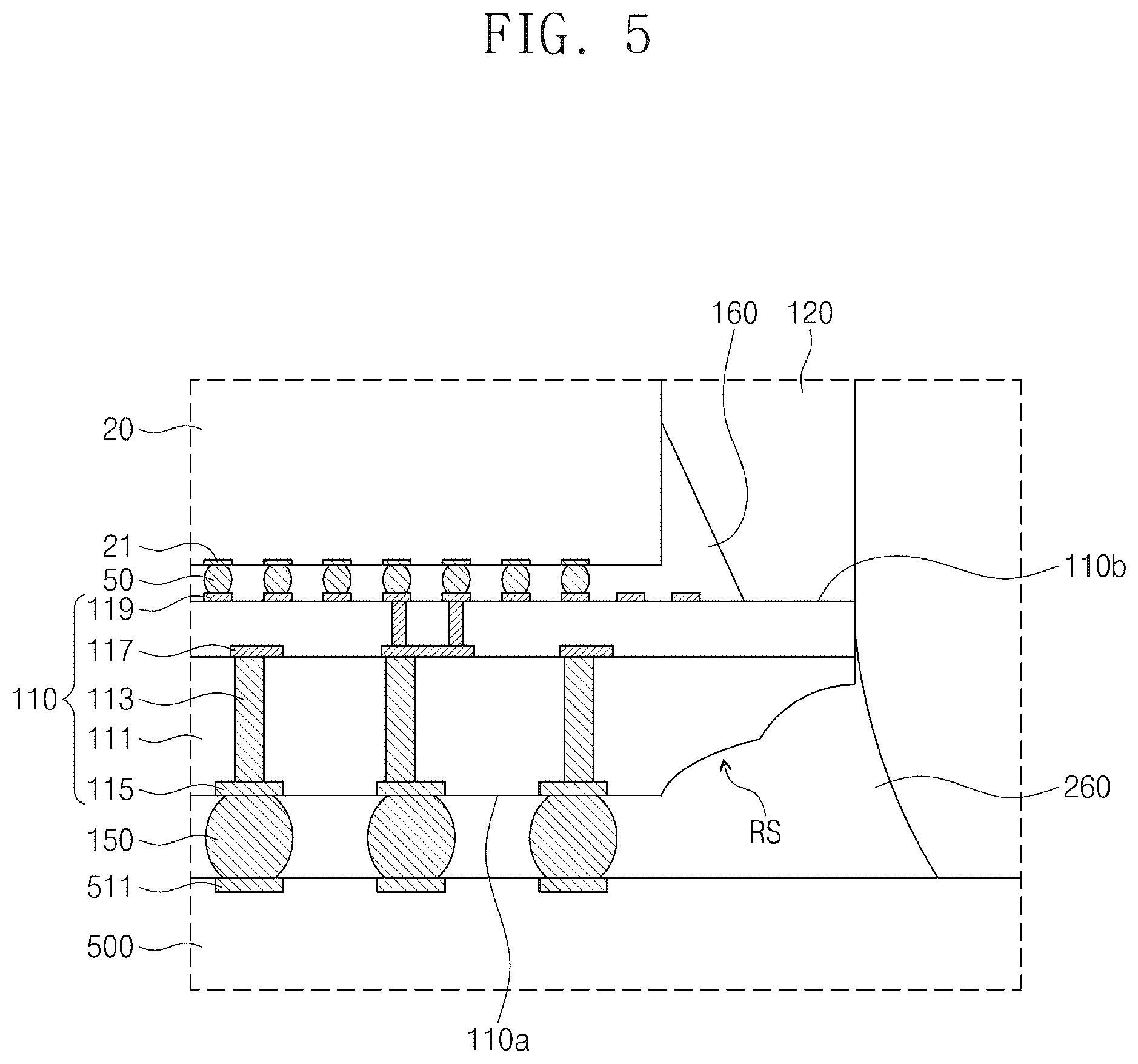Patent US12165991 Figure 5 – Semiconductor package