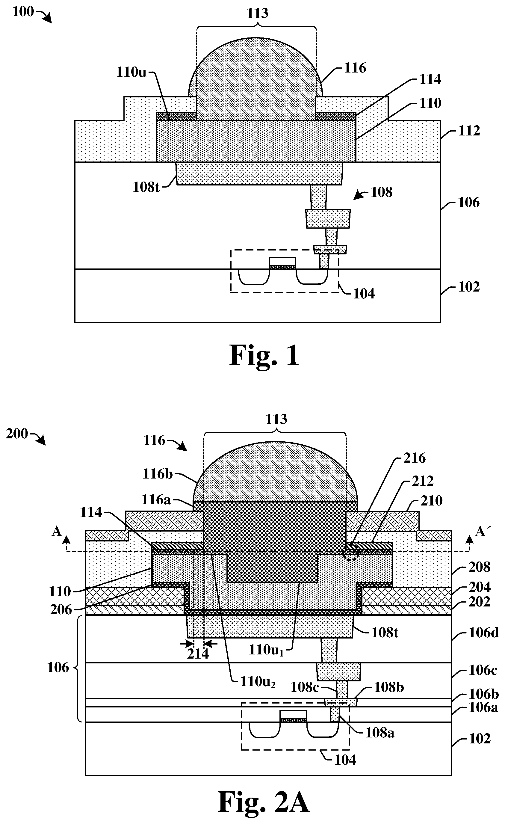 Patent US12165996 Figure 1 – Bond pad with enhanced reliability