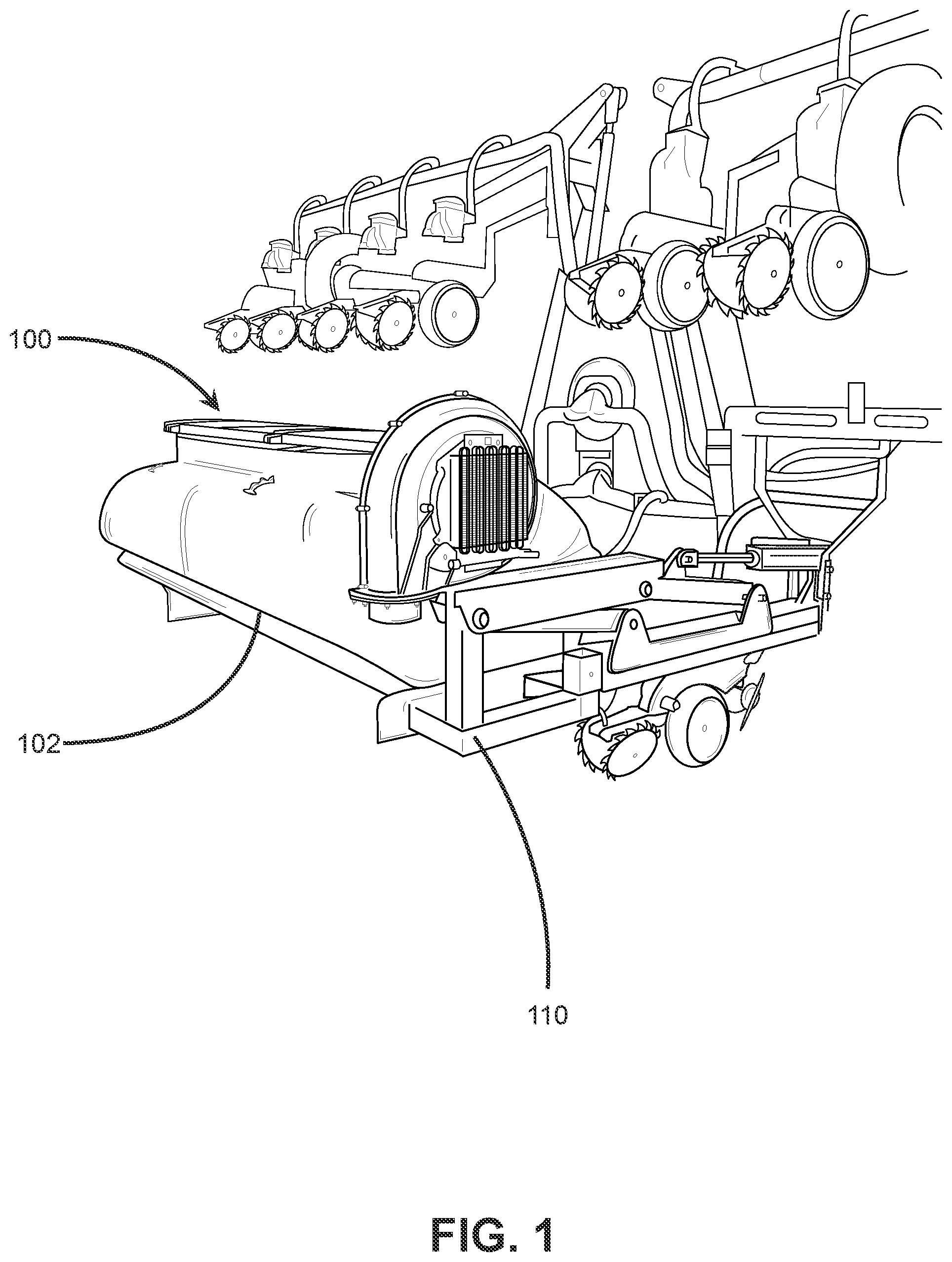 Patent US12167707 Figure 1 – Seed planter with positionable tank