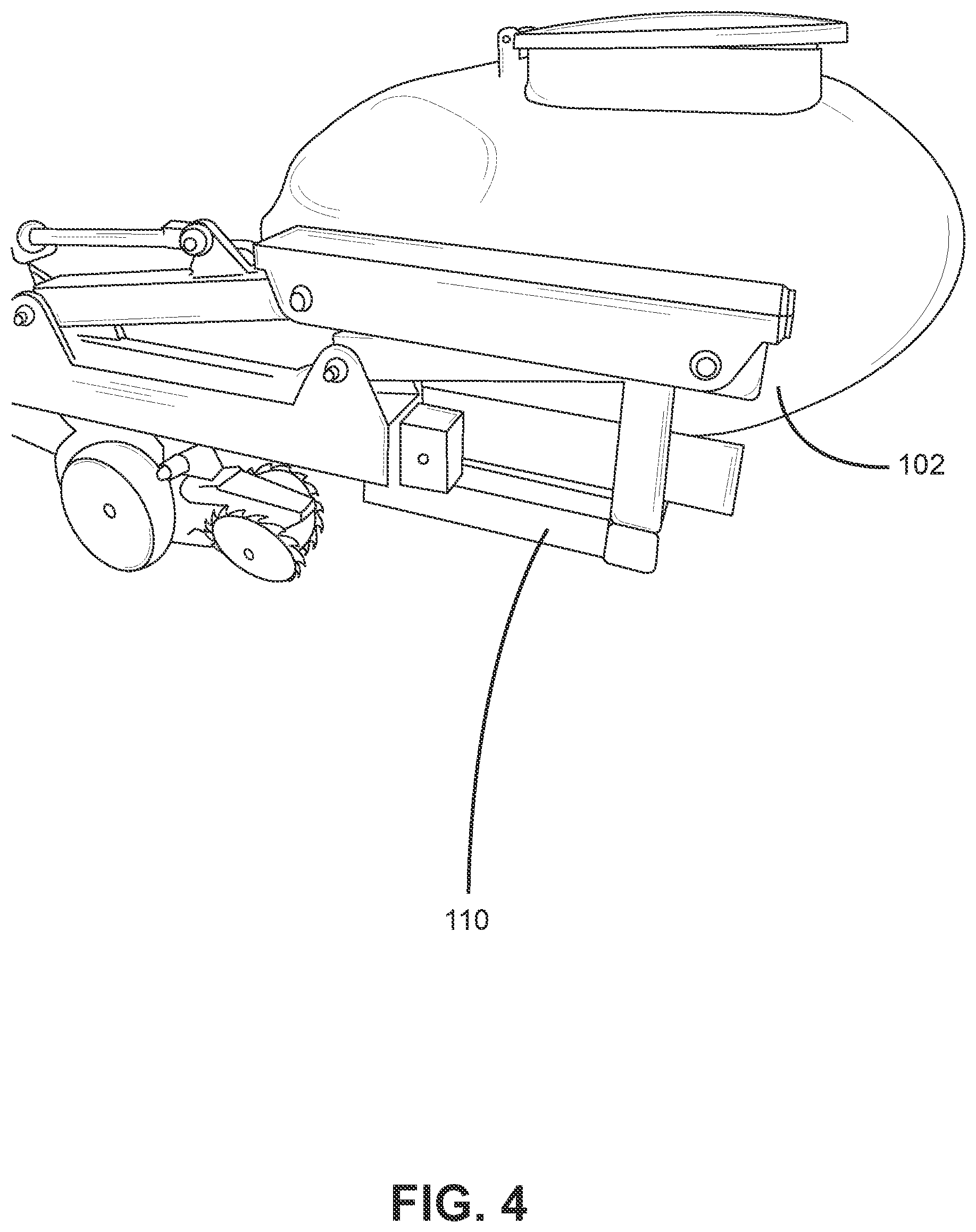 Patent US12167707 Figure 4 – Seed planter with positionable tank
