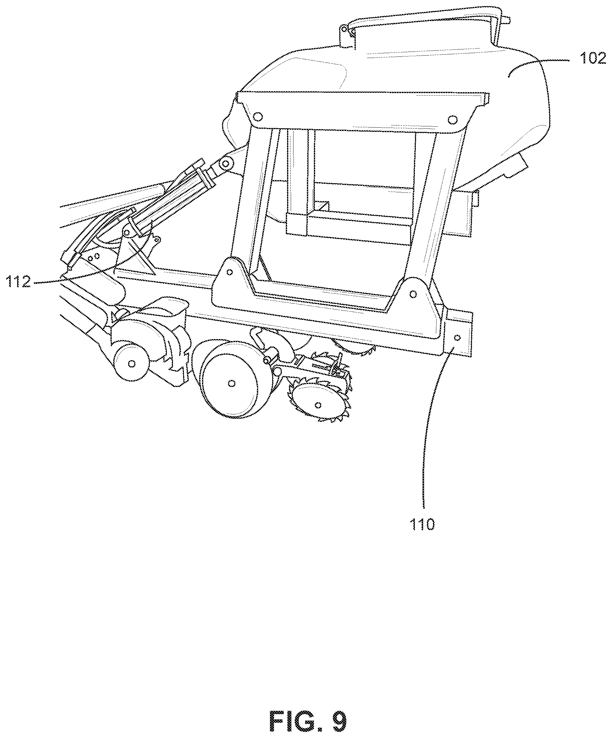 Patent US12167707 Figure 9 – Seed planter with positionable tank