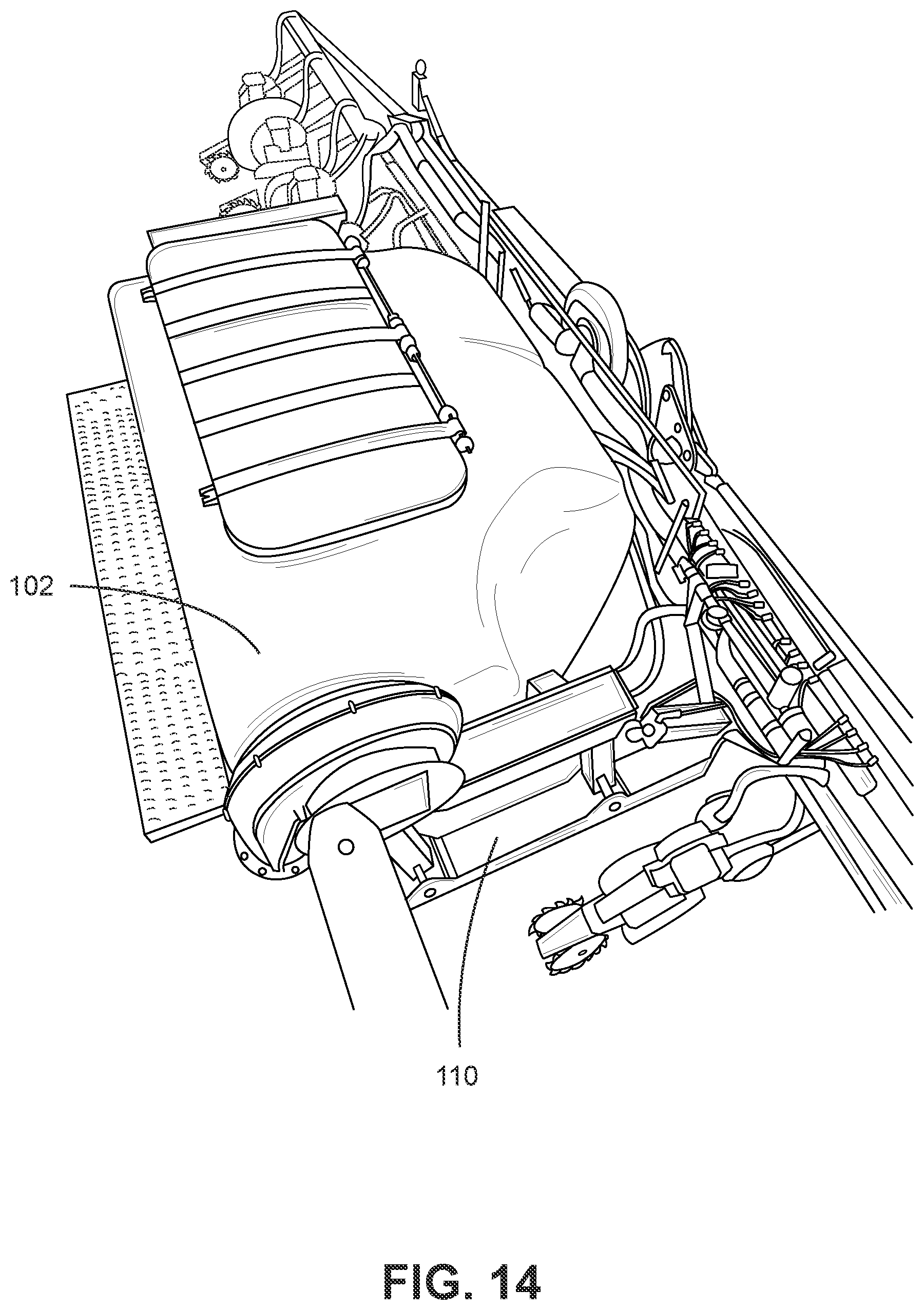 Patent US12167707 Figure 14 – Seed planter with positionable tank