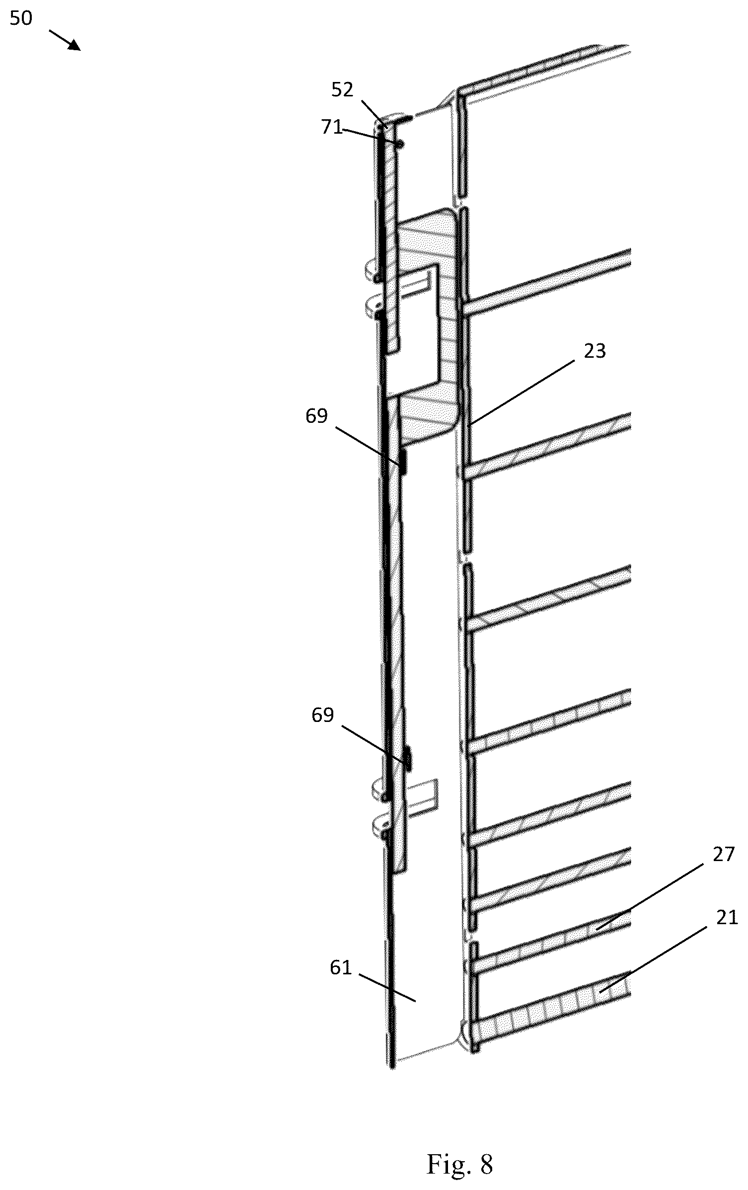 Patent US12167715 Figure 8 – Livestock confinement gating system and method