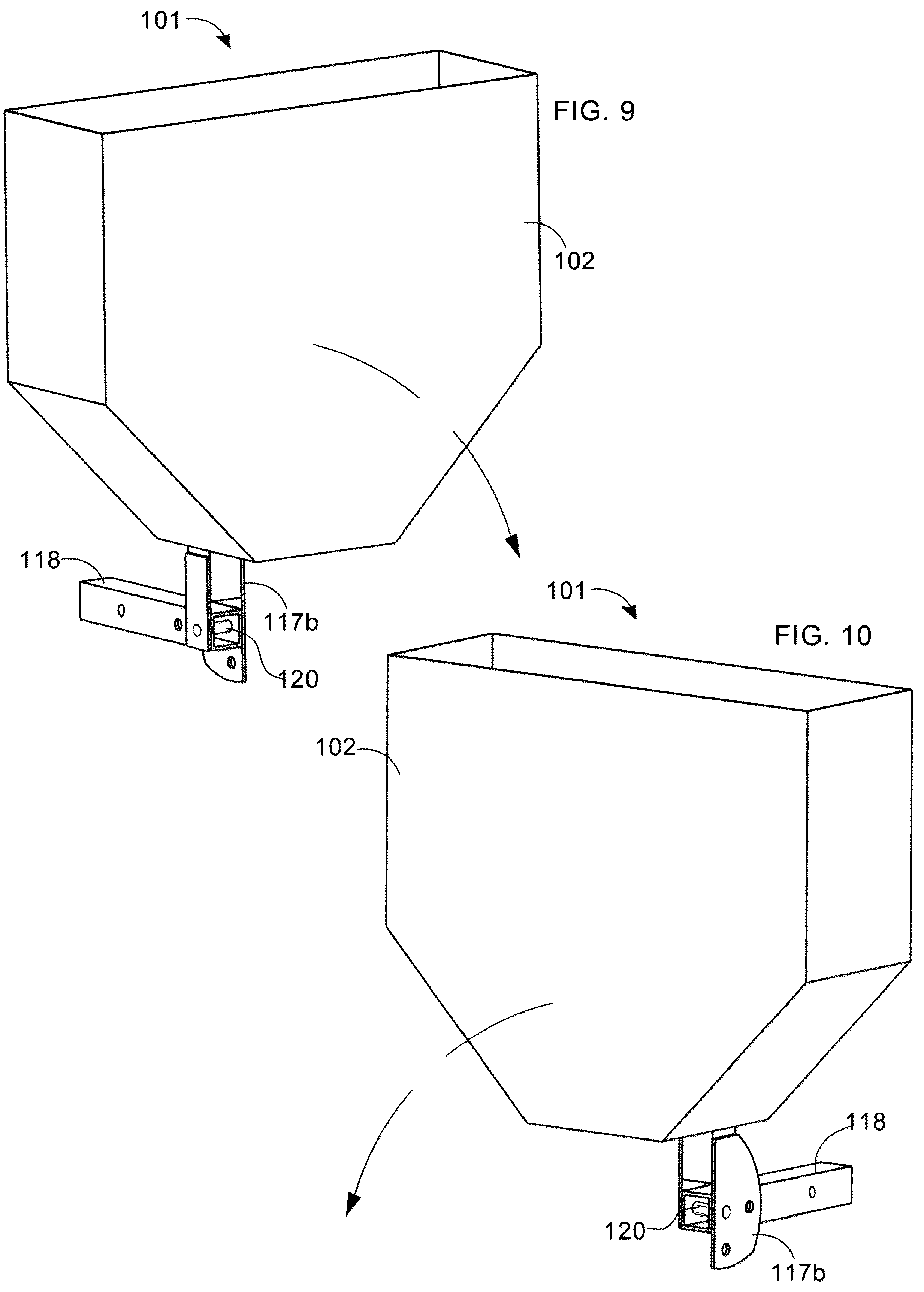 Patent US12167719 Figure 5 – Feed spreader including pivotable cargo transport apparatus