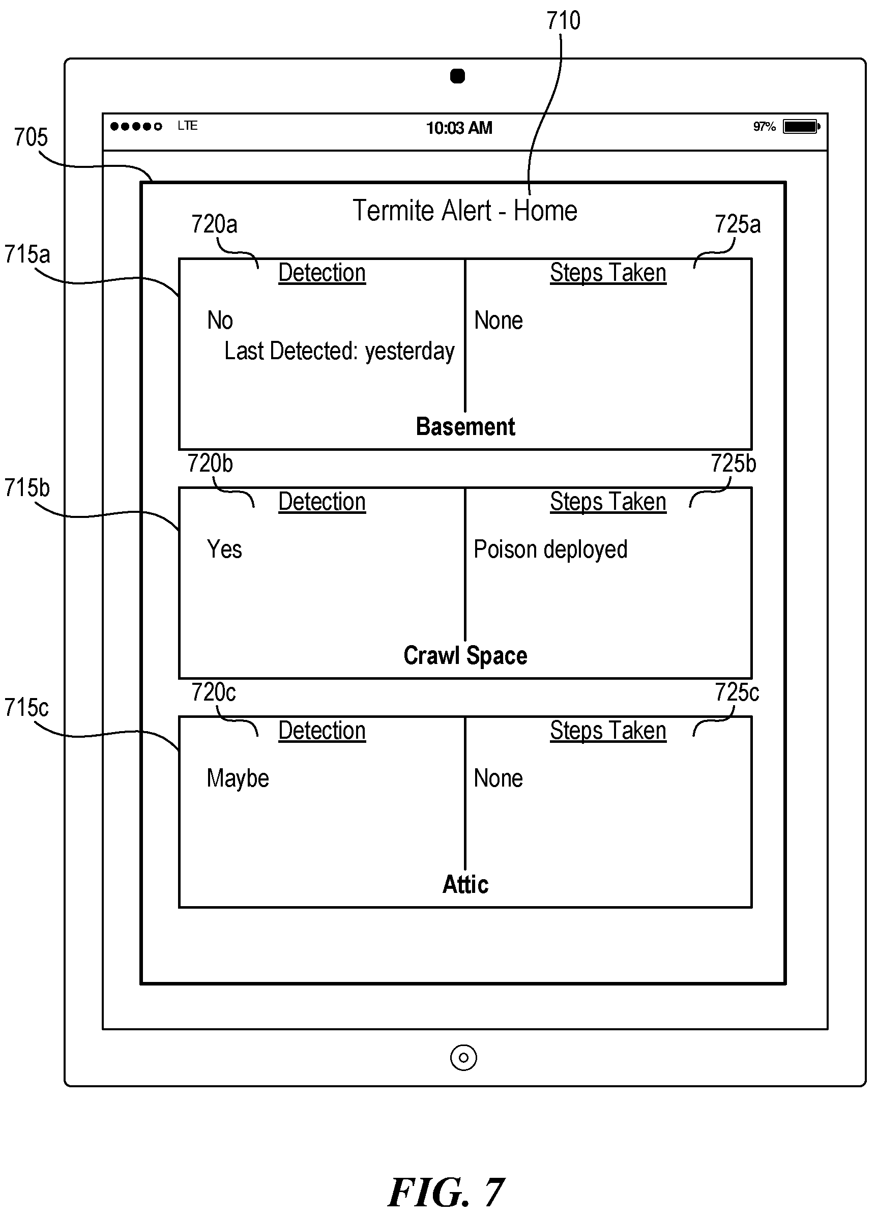 Patent US12167726 Figure 7 – Termite detection and mitigation system
