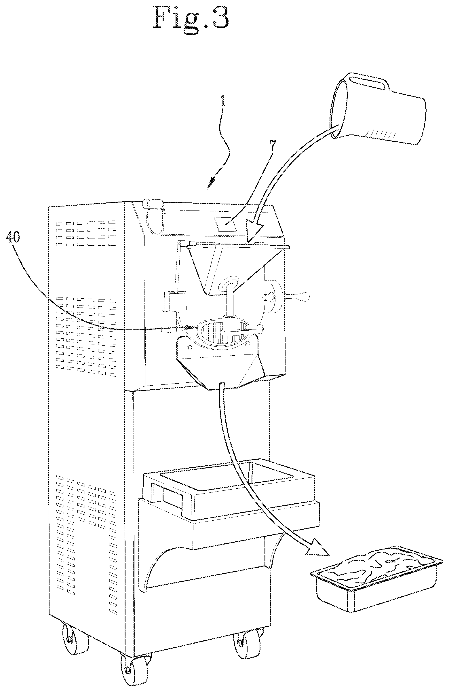 Patent US12167737 Figure 3 – Machine for making liquid or semi-liquid food products