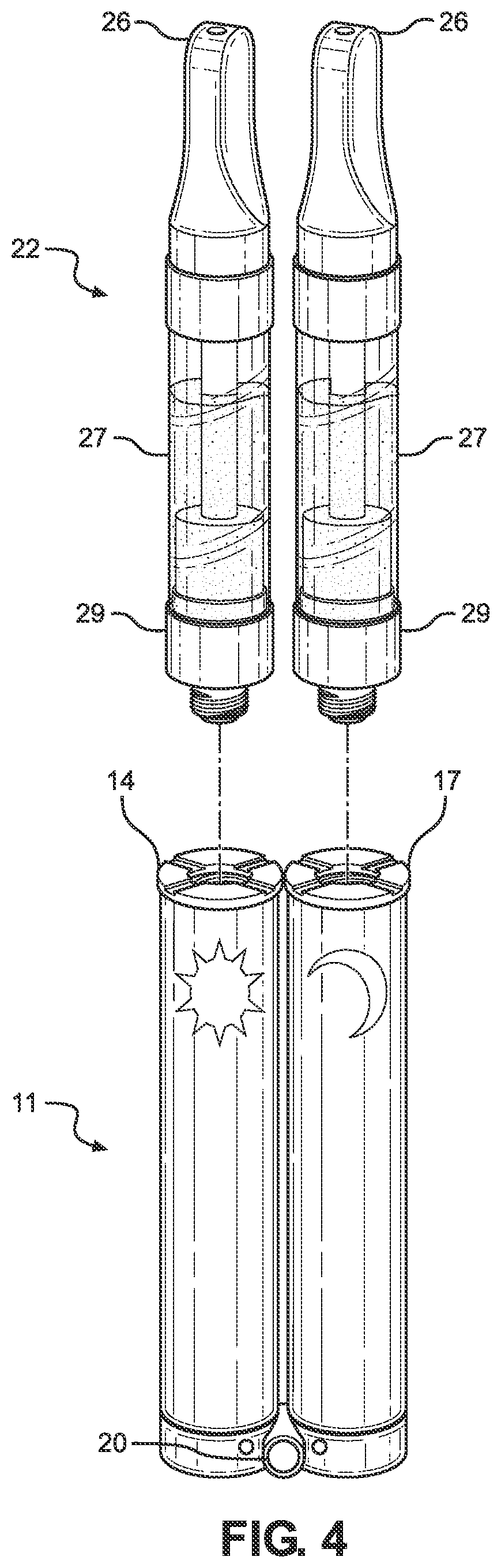 Patent US12167752 Figure 4 – Dual vaporizer battery device