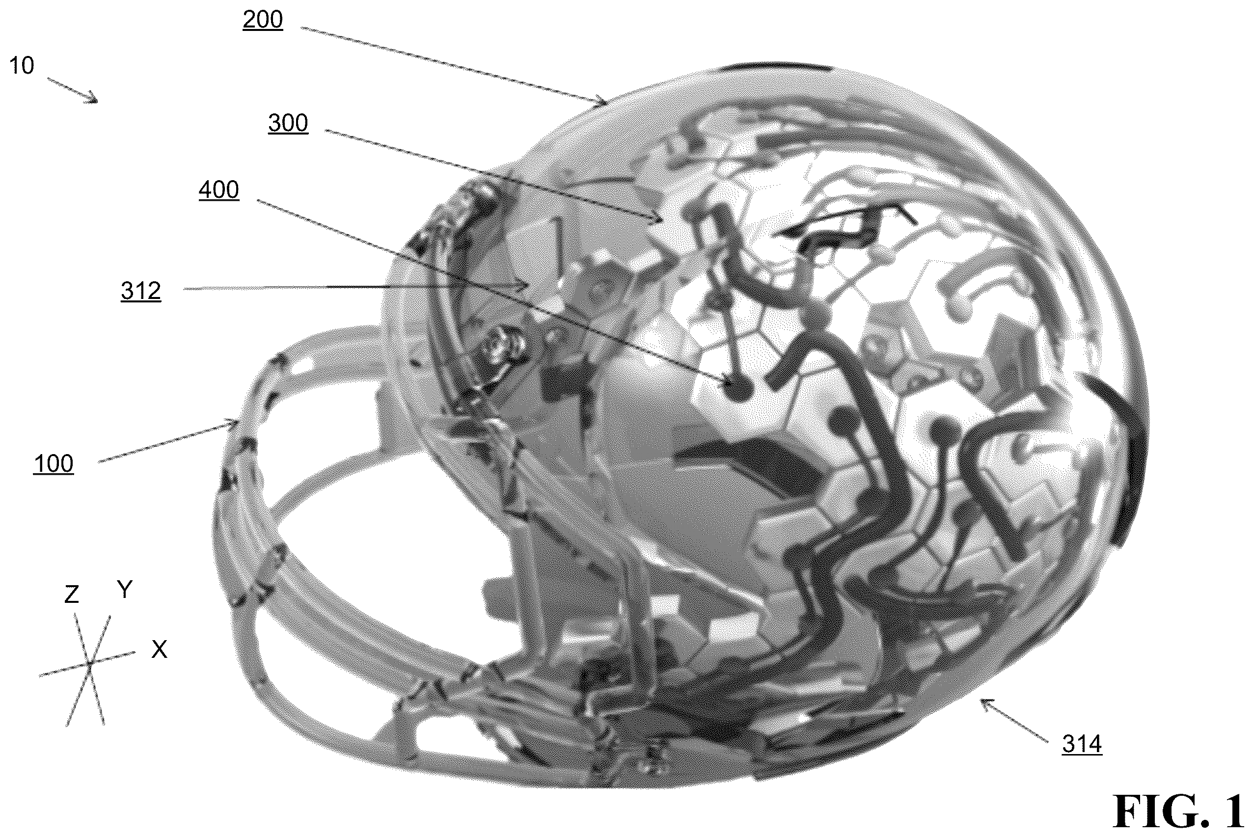 Patent US12167765 Figure 1 – Smart helmet