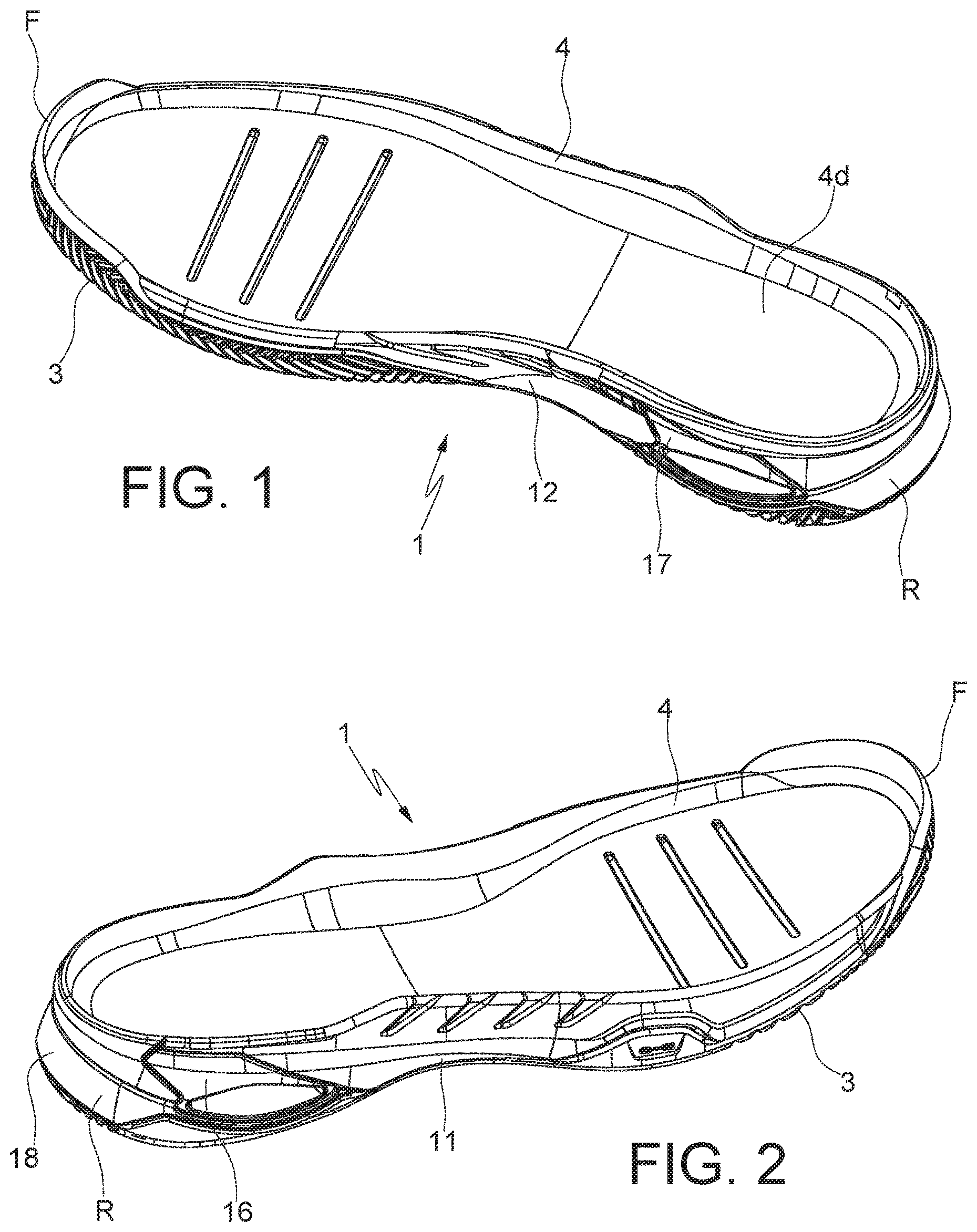 Patent US12167769 Figure 1 – Sole for a sports shoe