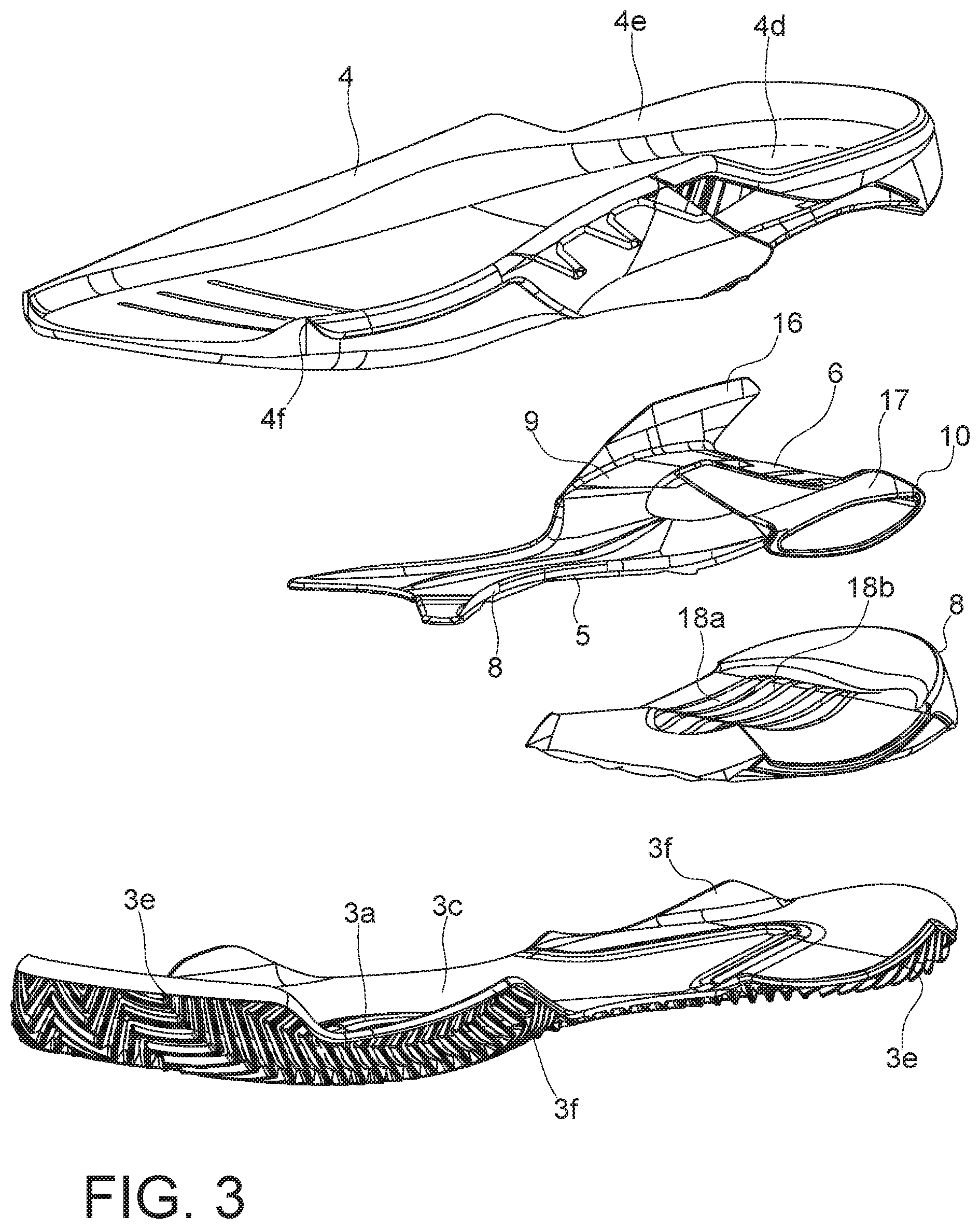 Patent US12167769 Figure 2 – Sole for a sports shoe