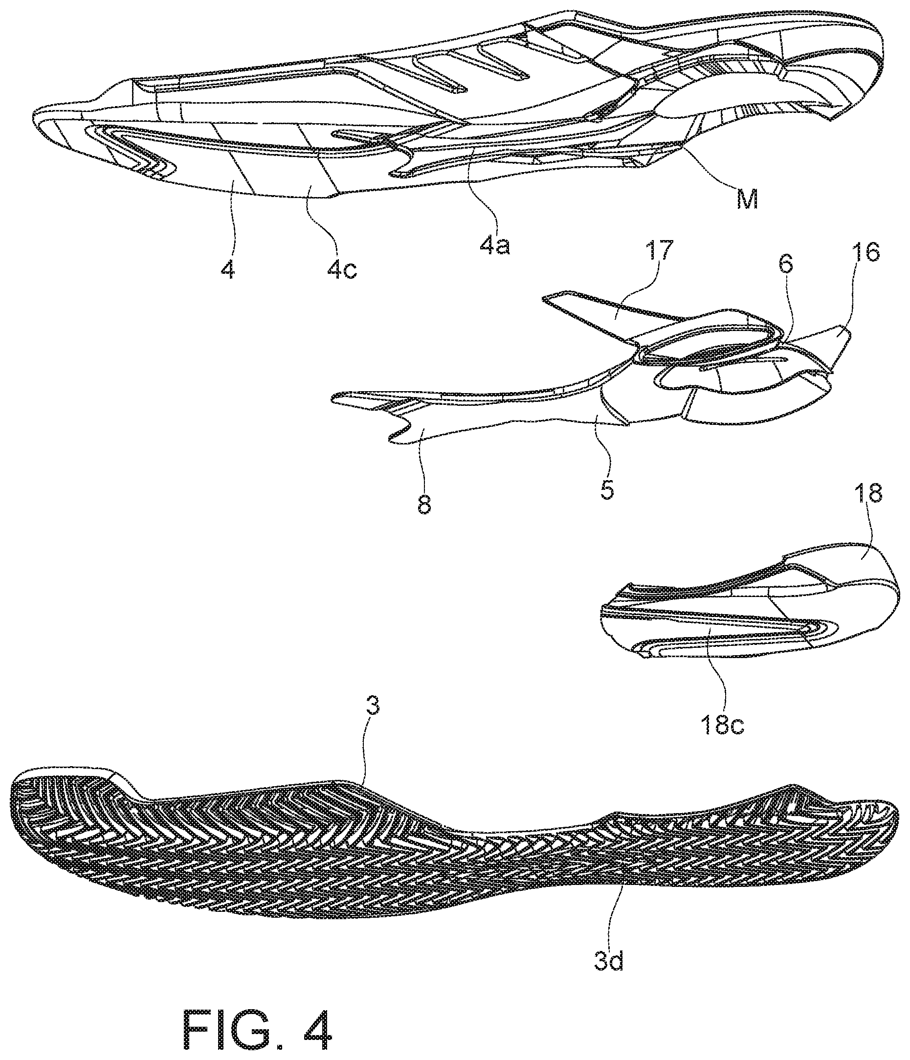 Patent US12167769 Figure 3 – Sole for a sports shoe
