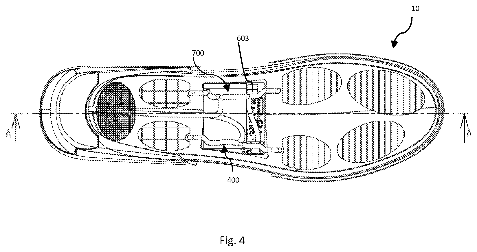 Patent US12167772 Figure 4 – Ventilated shoesole