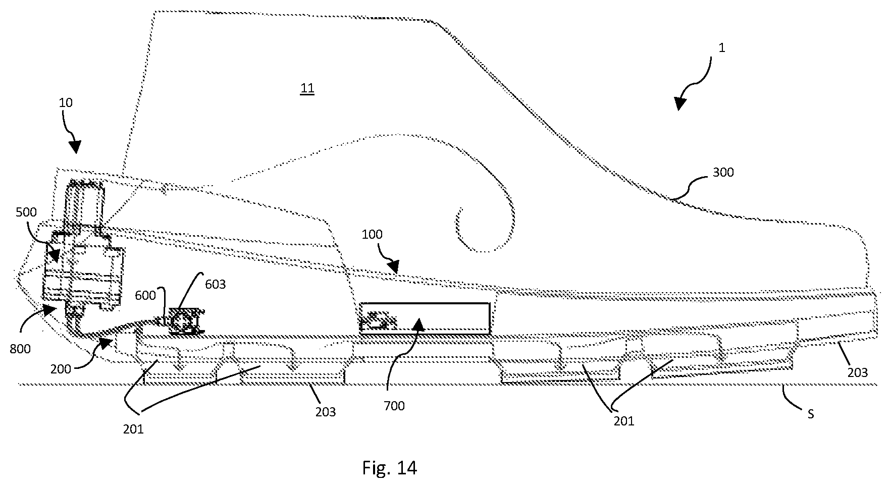 Patent US12167772 Figure 14 – Ventilated shoesole