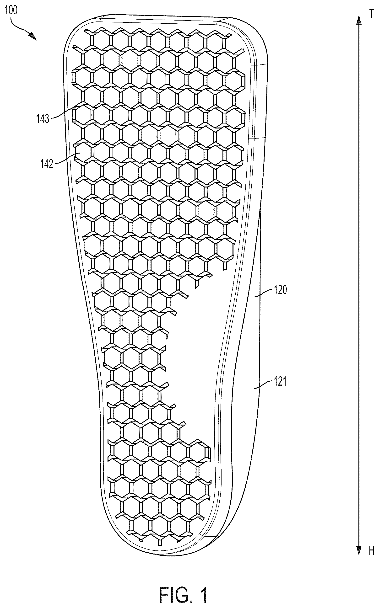 Patent US12167774 Figure 1 – Contoured peg insole