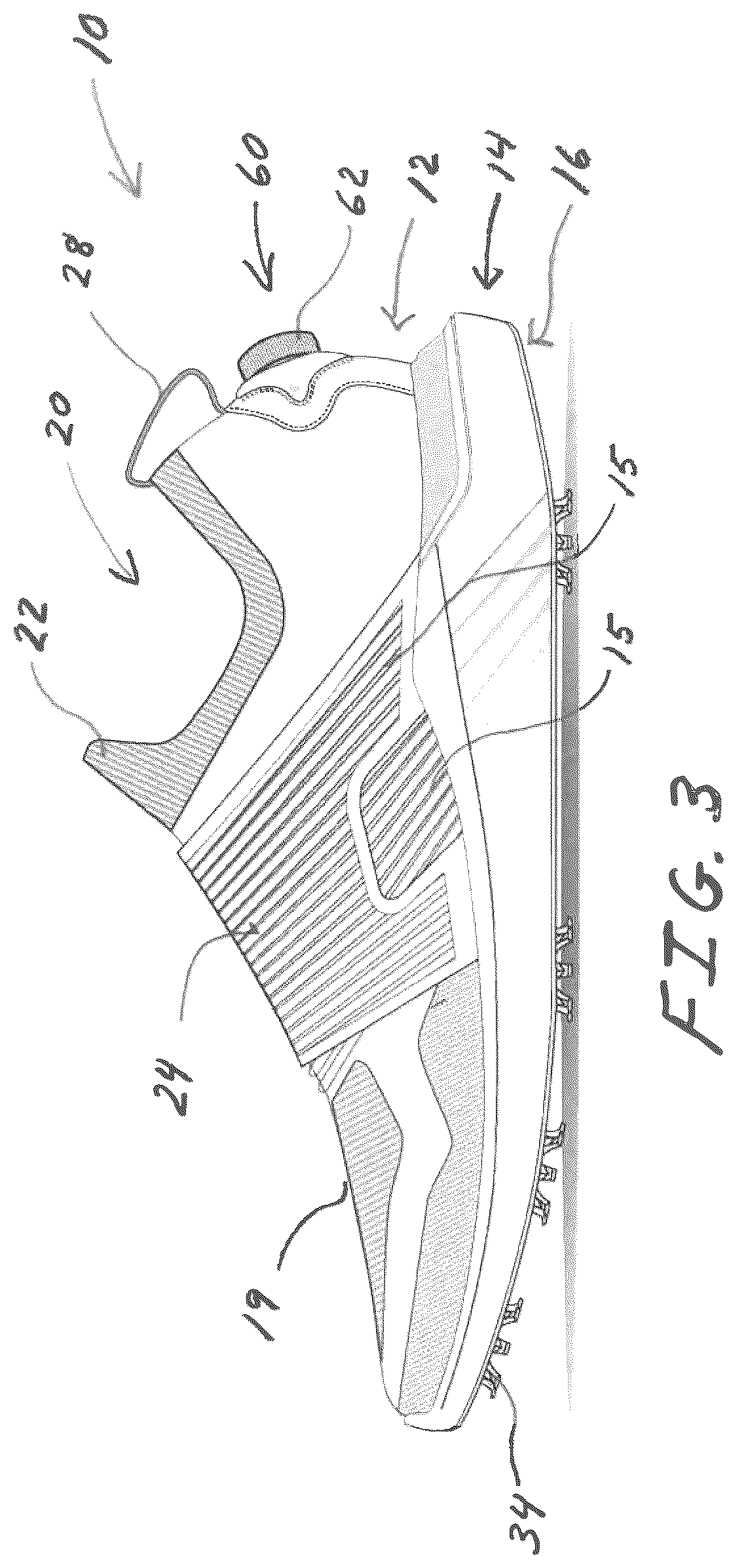 Patent US12167777 Figure 3 – Golf shoes with lace tightening system for closure and comfortable fit
