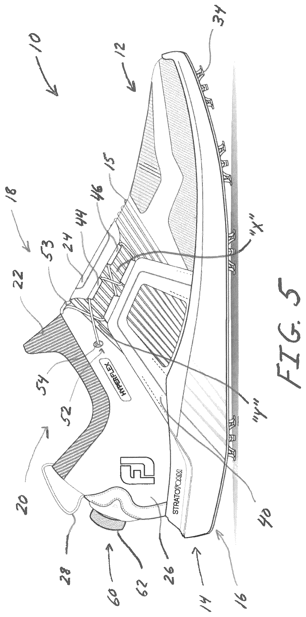 Patent US12167777 Figure 5 – Golf shoes with lace tightening system for closure and comfortable fit