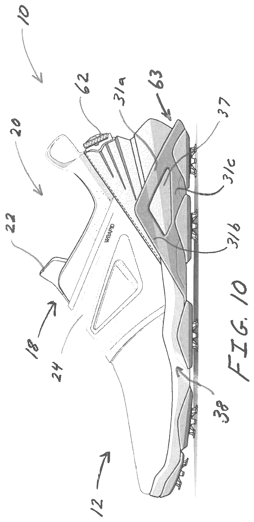Patent US12167777 Figure 8 – Golf shoes with lace tightening system for closure and comfortable fit