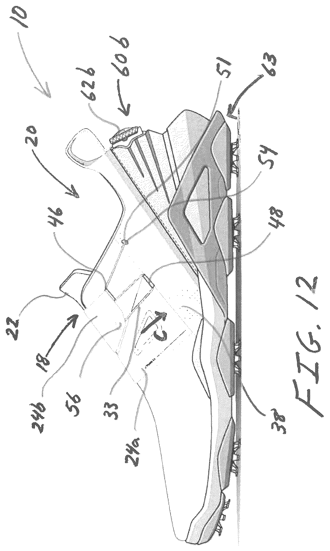 Patent US12167777 Figure 10 – Golf shoes with lace tightening system for closure and comfortable fit