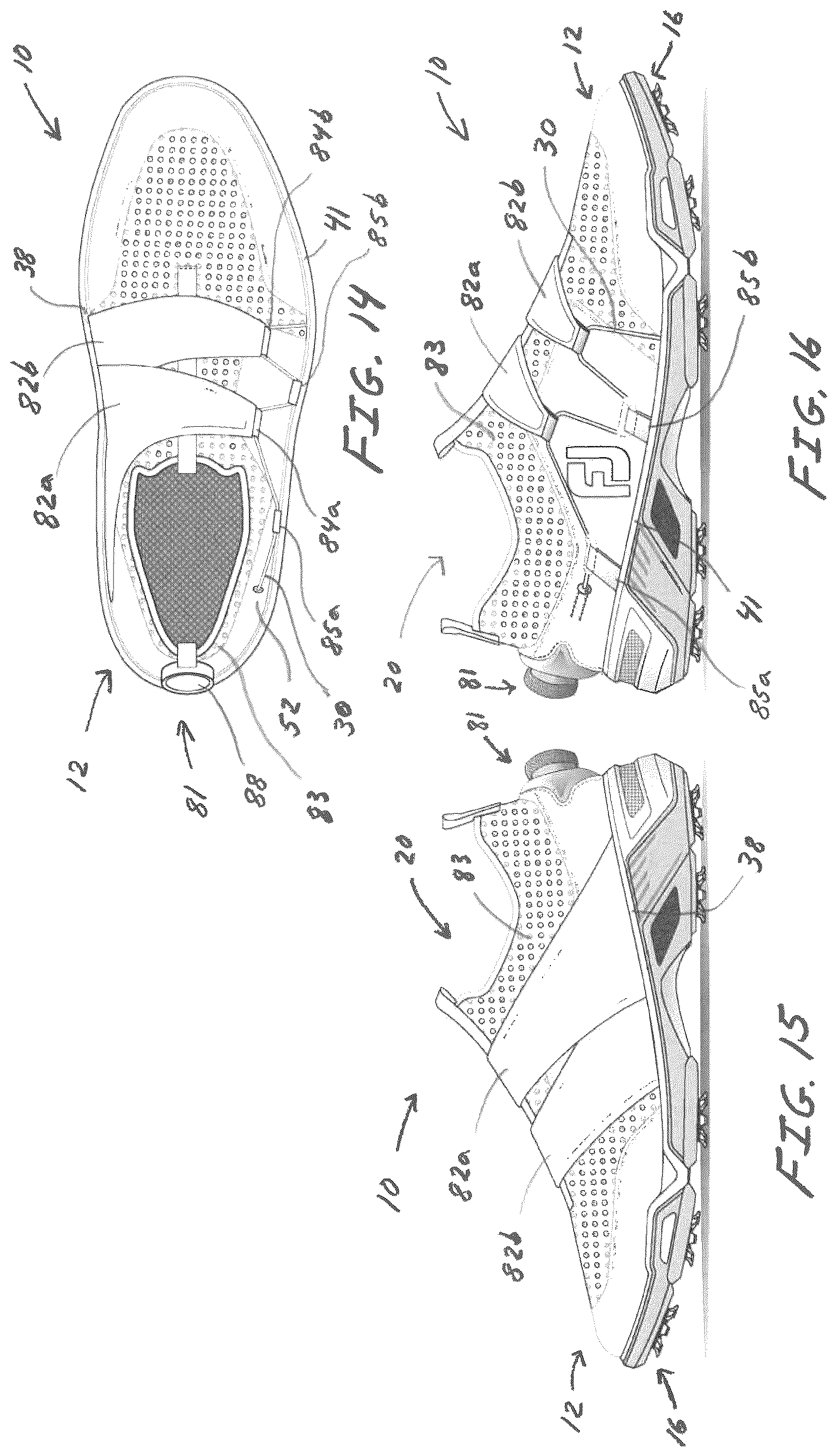 Patent US12167777 Figure 12 – Golf shoes with lace tightening system for closure and comfortable fit