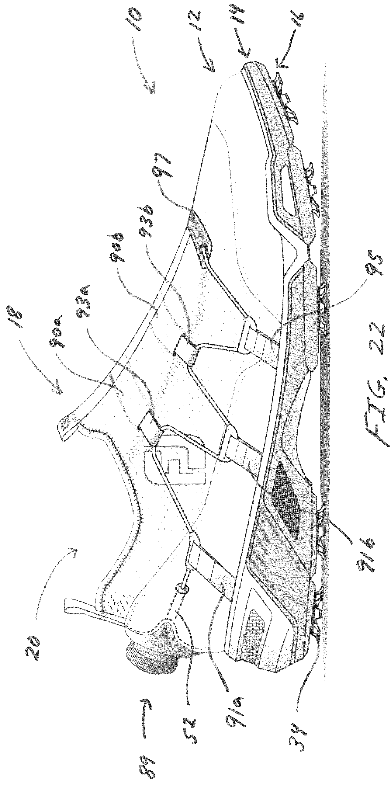 Patent US12167777 Figure 16 – Golf shoes with lace tightening system for closure and comfortable fit