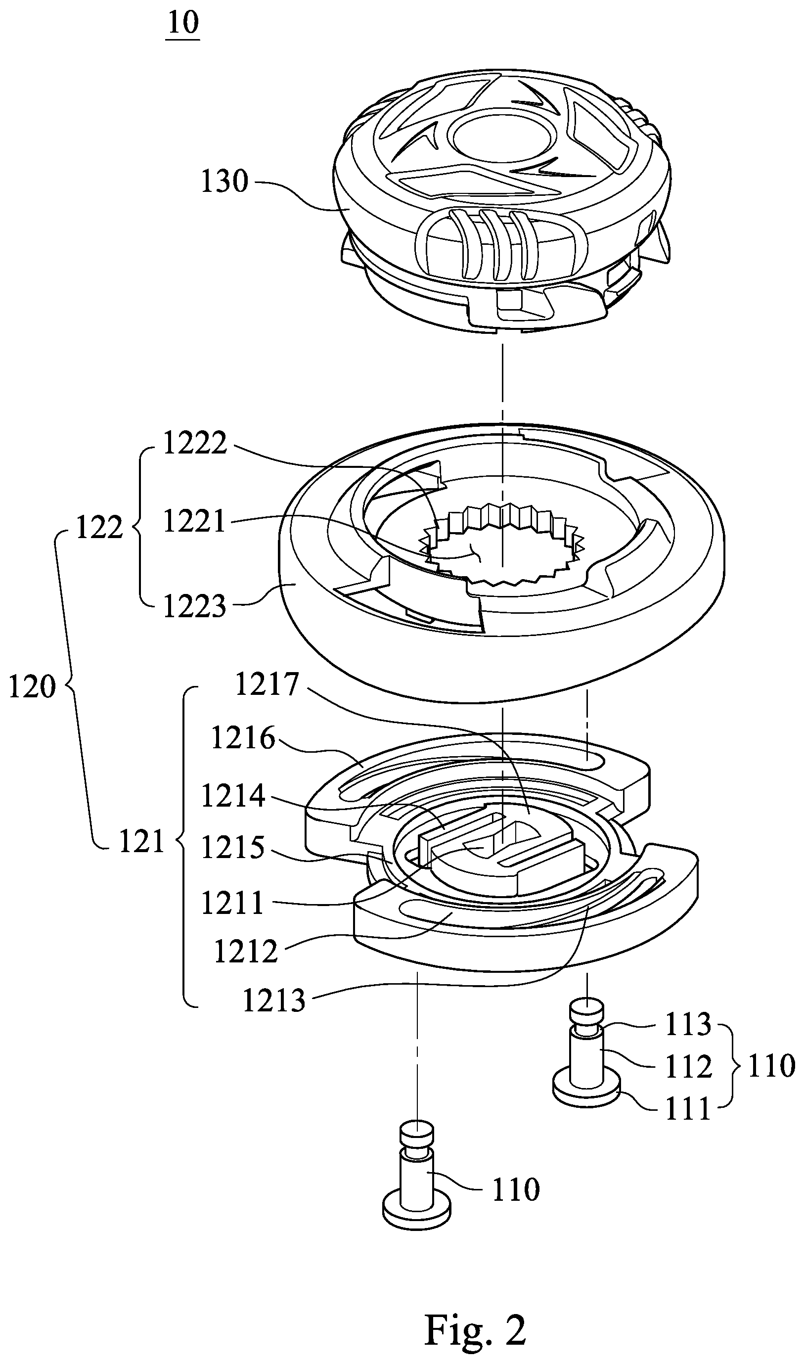 Patent US12167778 Figure 2 – Fastening device