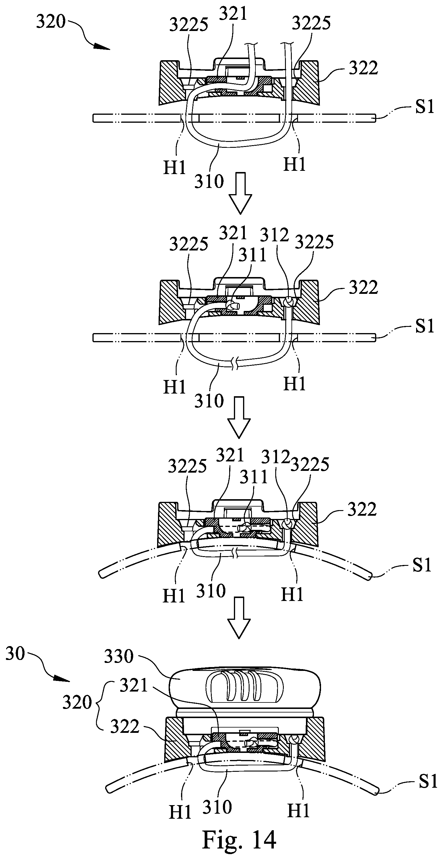 Patent US12167778 Figure 11 – Fastening device