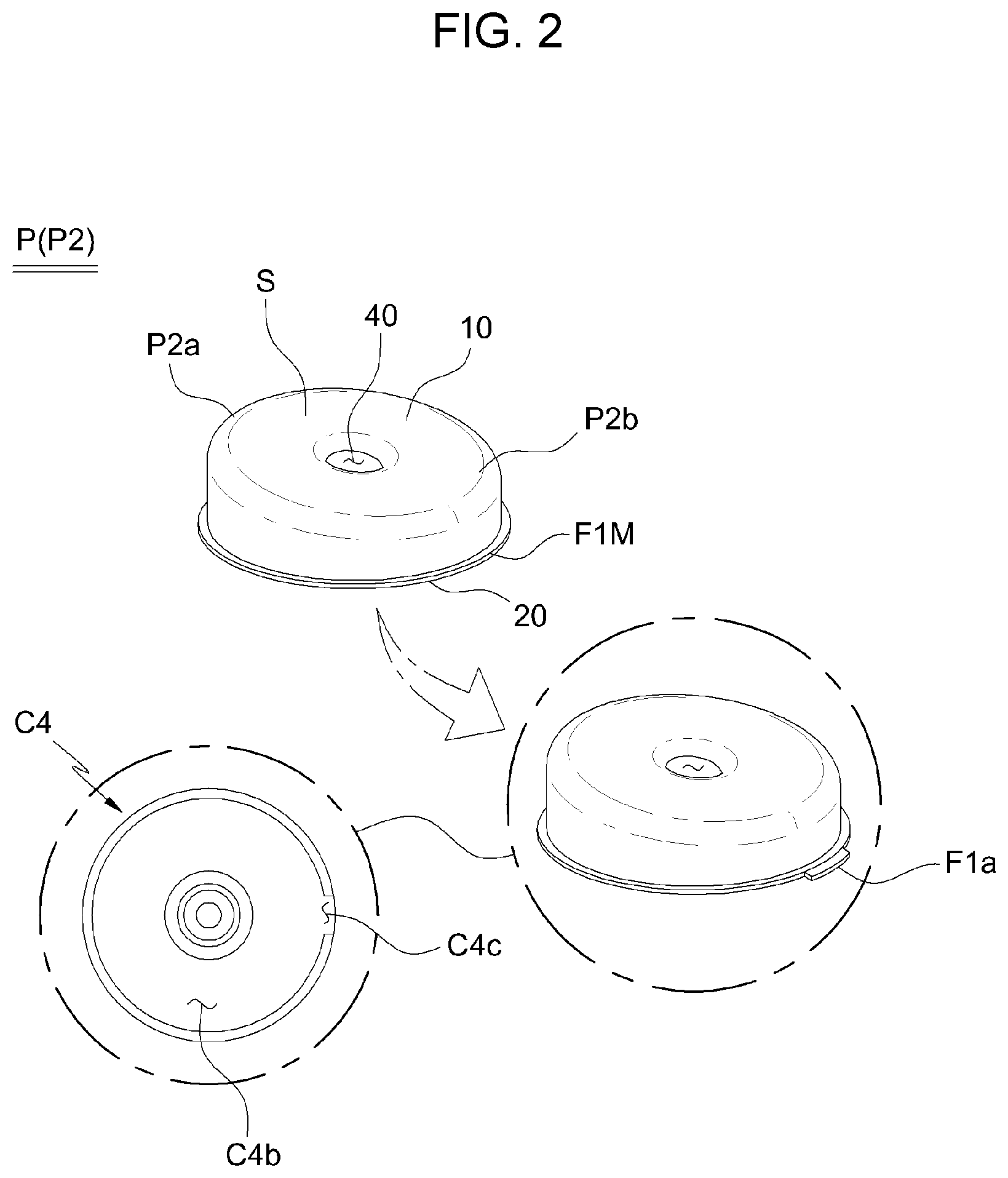 Patent US12167785 Figure 2 – Container puff and container provided with same