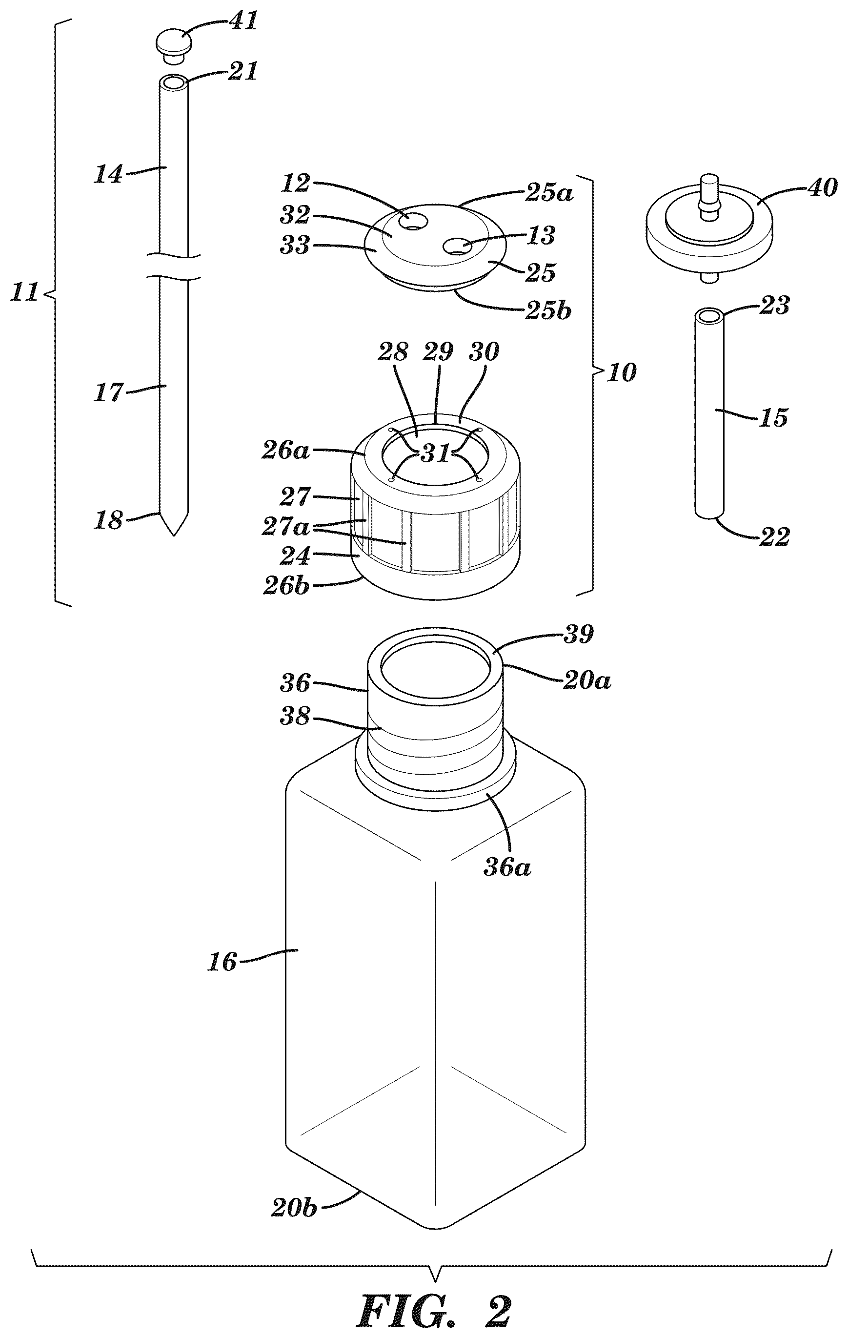 Patent US12167786 Figure 2 – System, apparatus and method for coding cap and tube assemblies for different bottle sizes