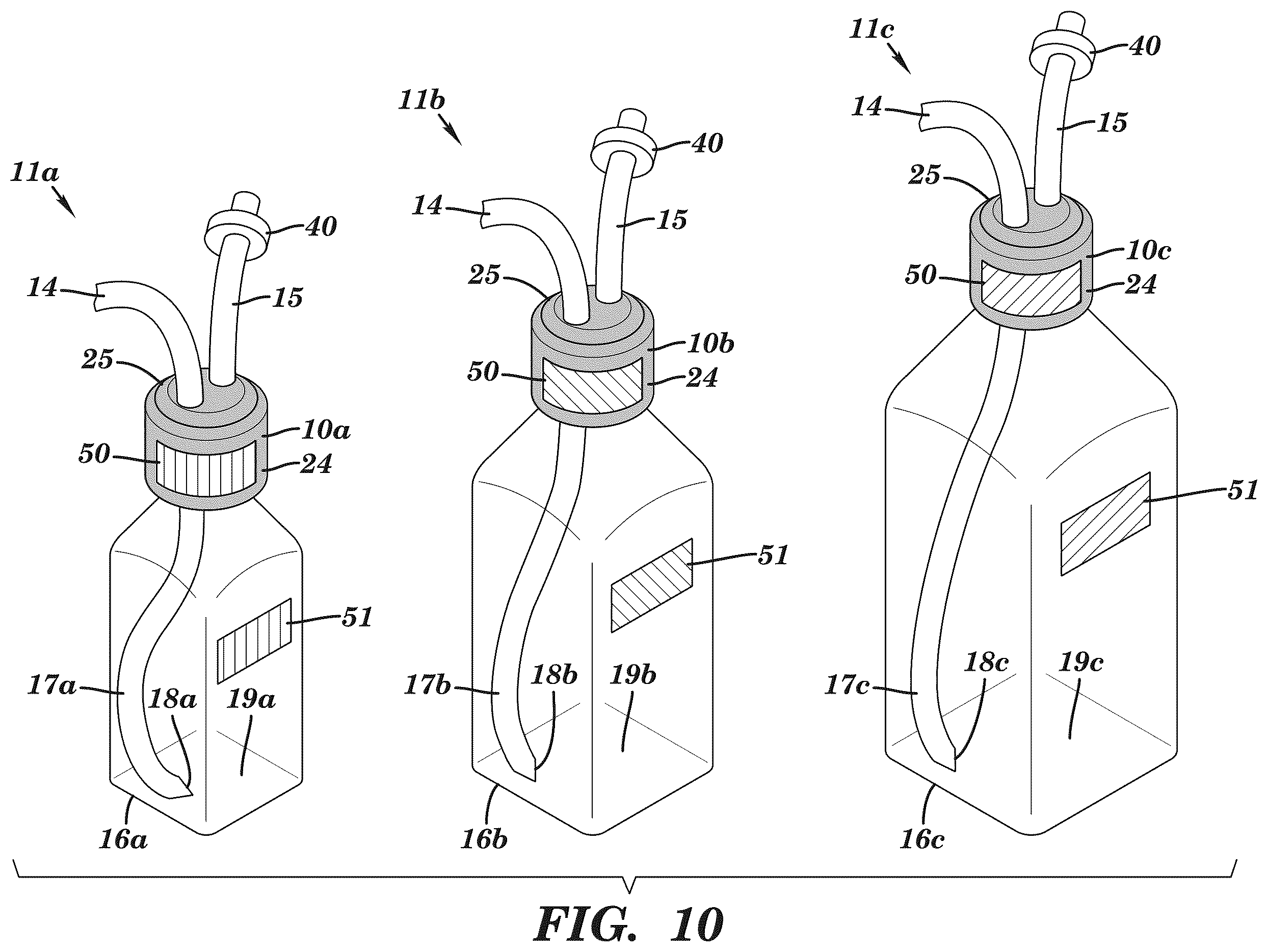 Patent US12167786 Figure 14 – System, apparatus and method for coding cap and tube assemblies for different bottle sizes