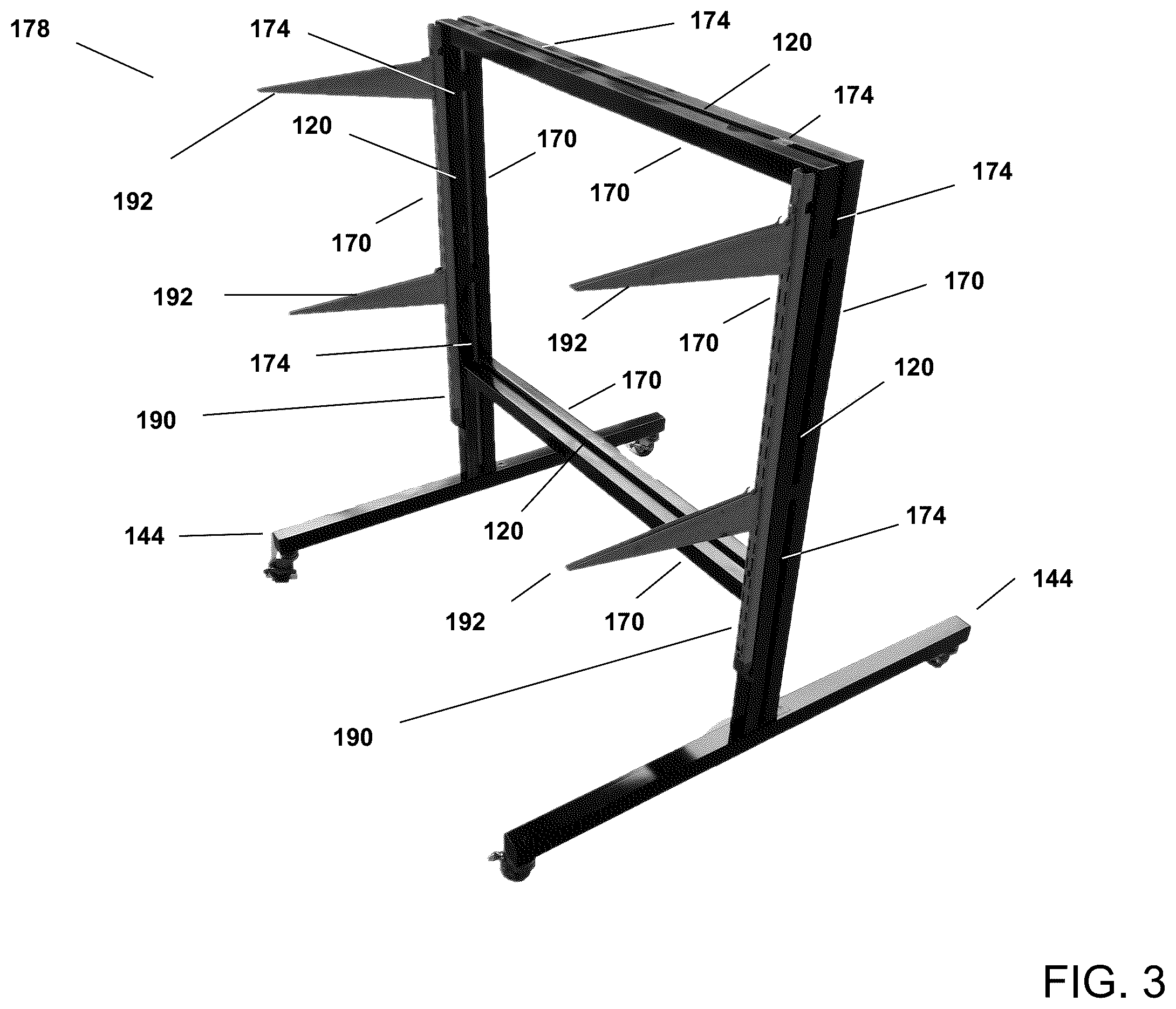 Patent US12167790 Figure 3 – Universal mount platform system with bent linear dual-rail mount platform module