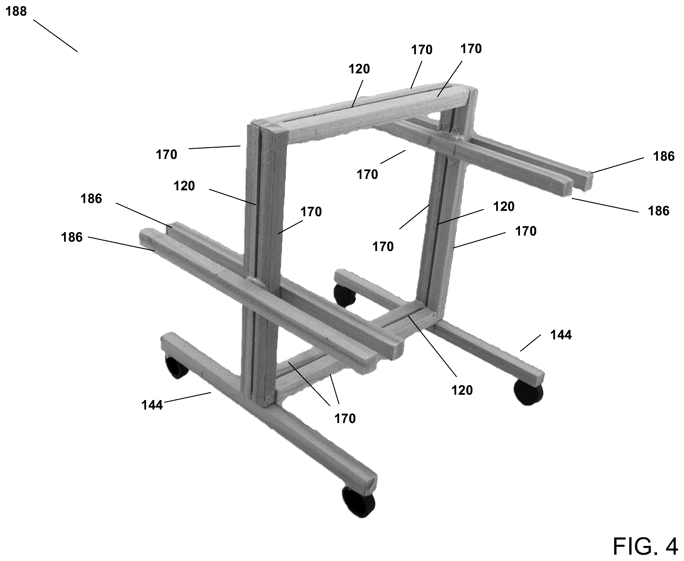 Patent US12167790 Figure 4 – Universal mount platform system with bent linear dual-rail mount platform module
